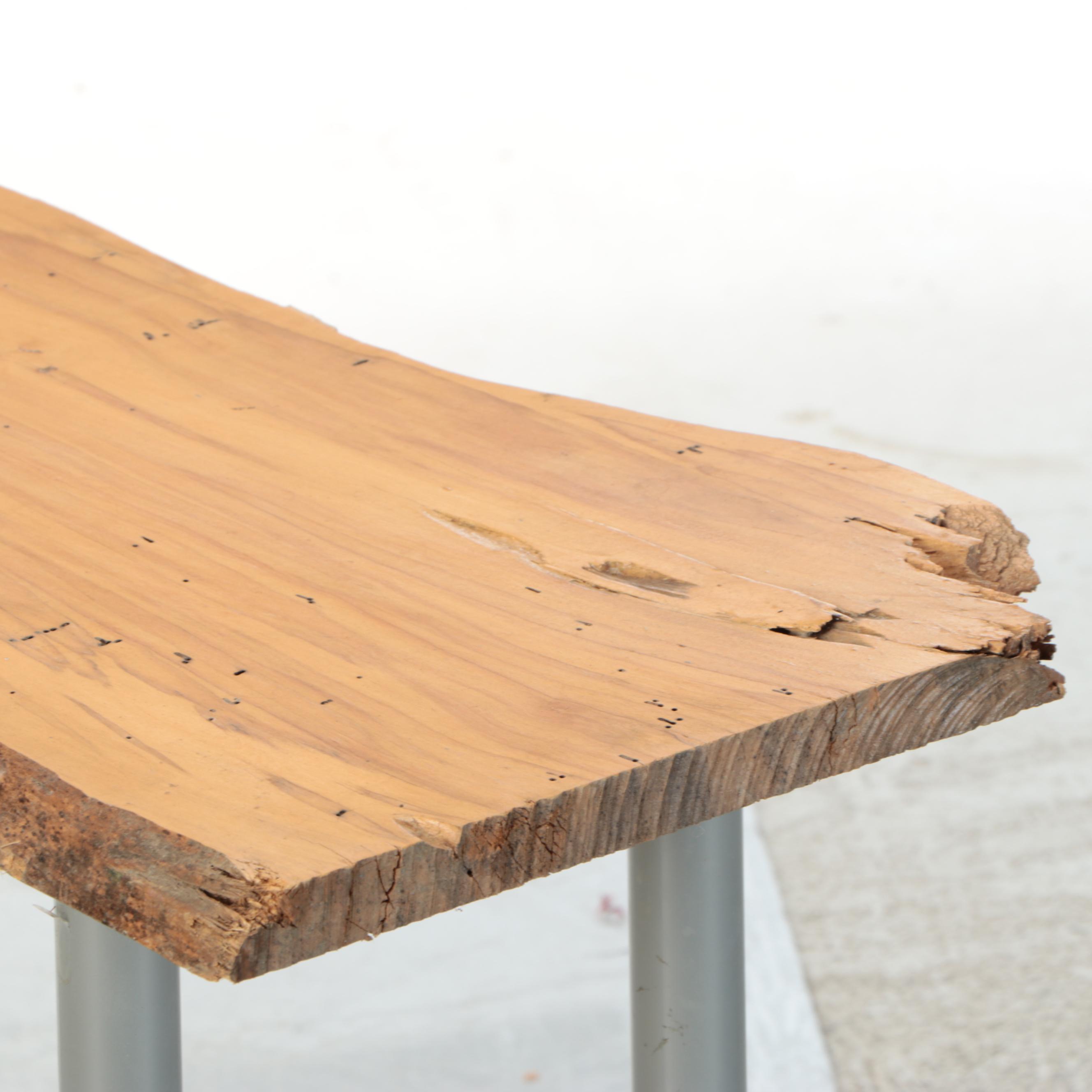 Live Edge Wood Slab Console Table with IKEA Legs