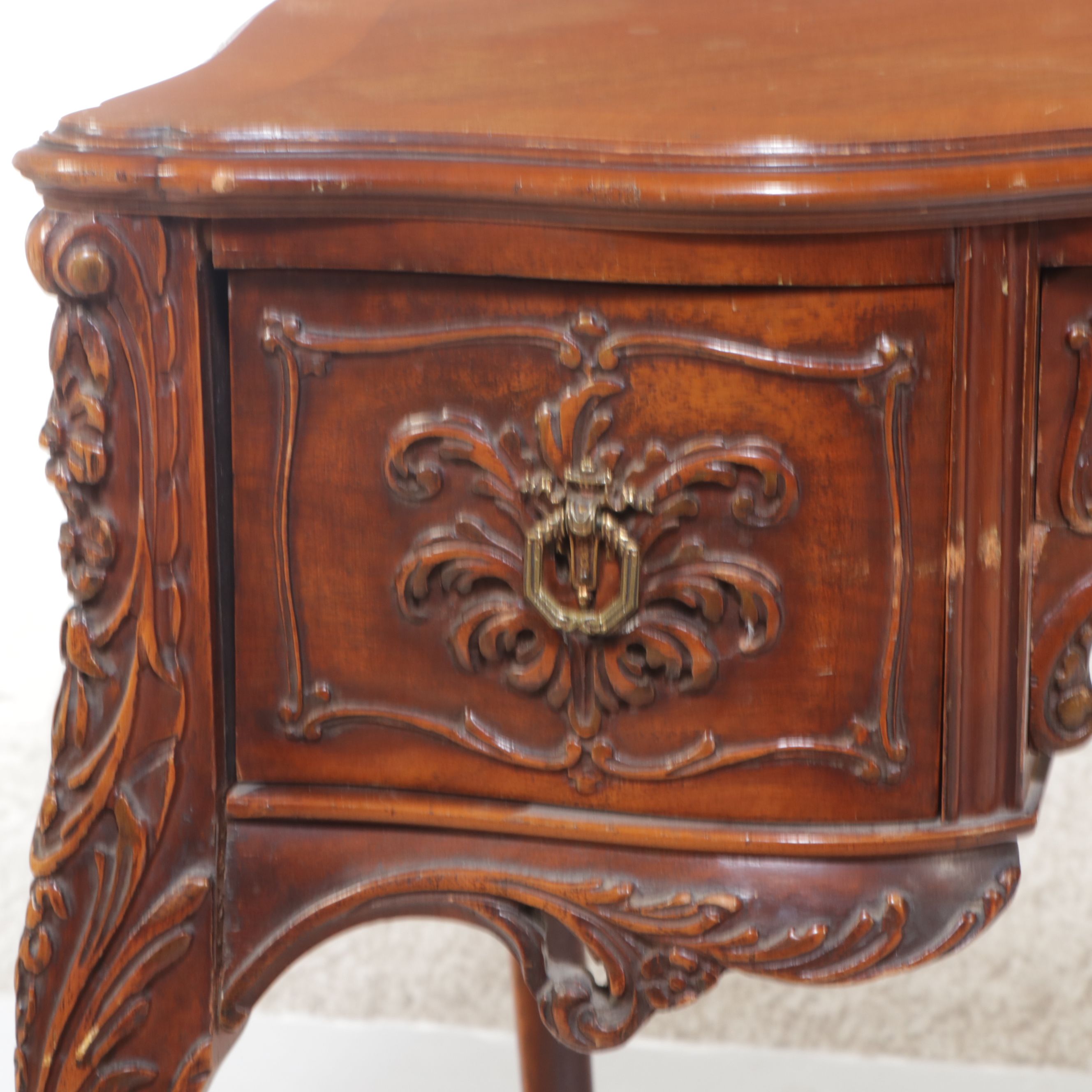 Louis XVI Style Carved Wood Writing Table with Georgian Style Desk Chair