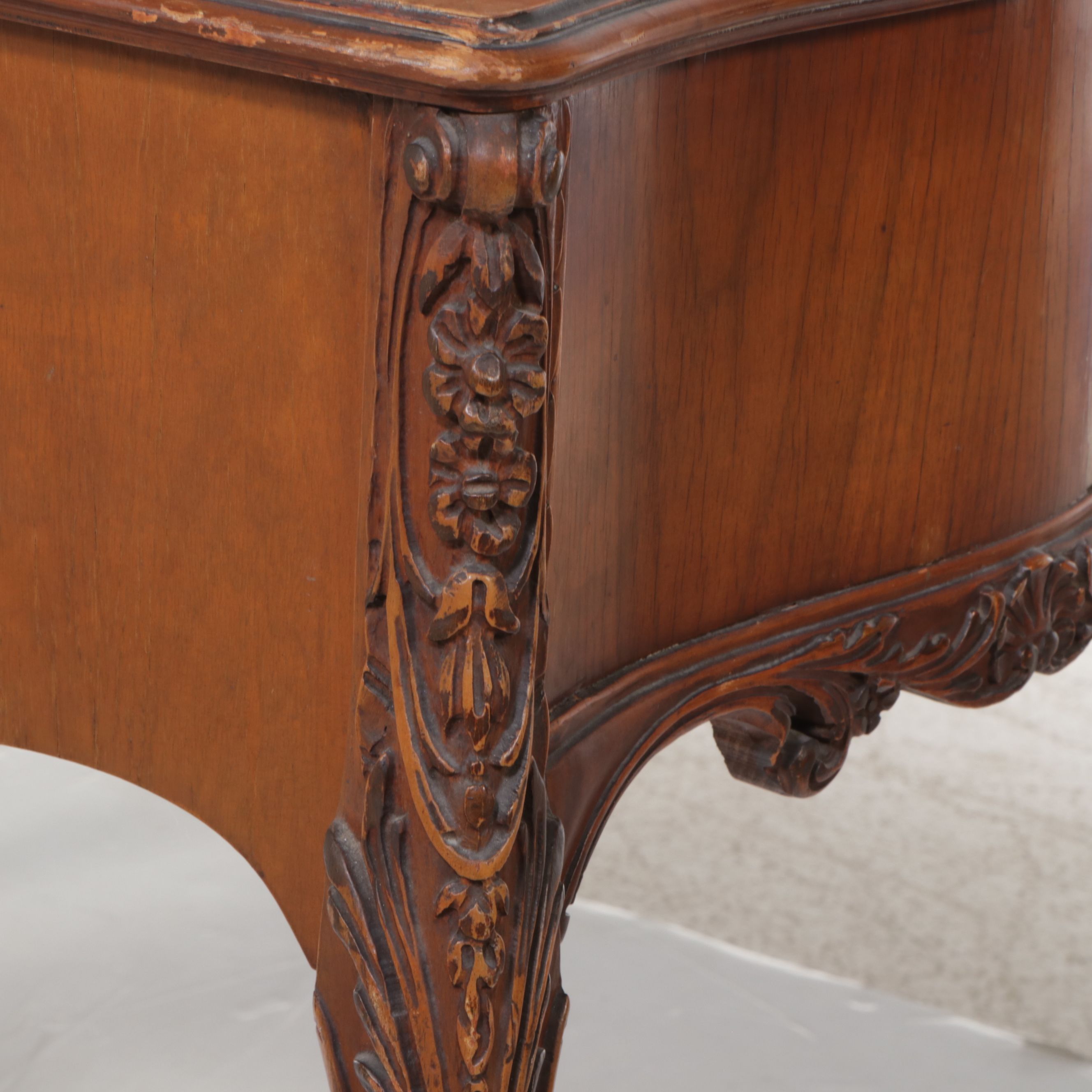 Louis XVI Style Carved Wood Writing Table with Georgian Style Desk Chair
