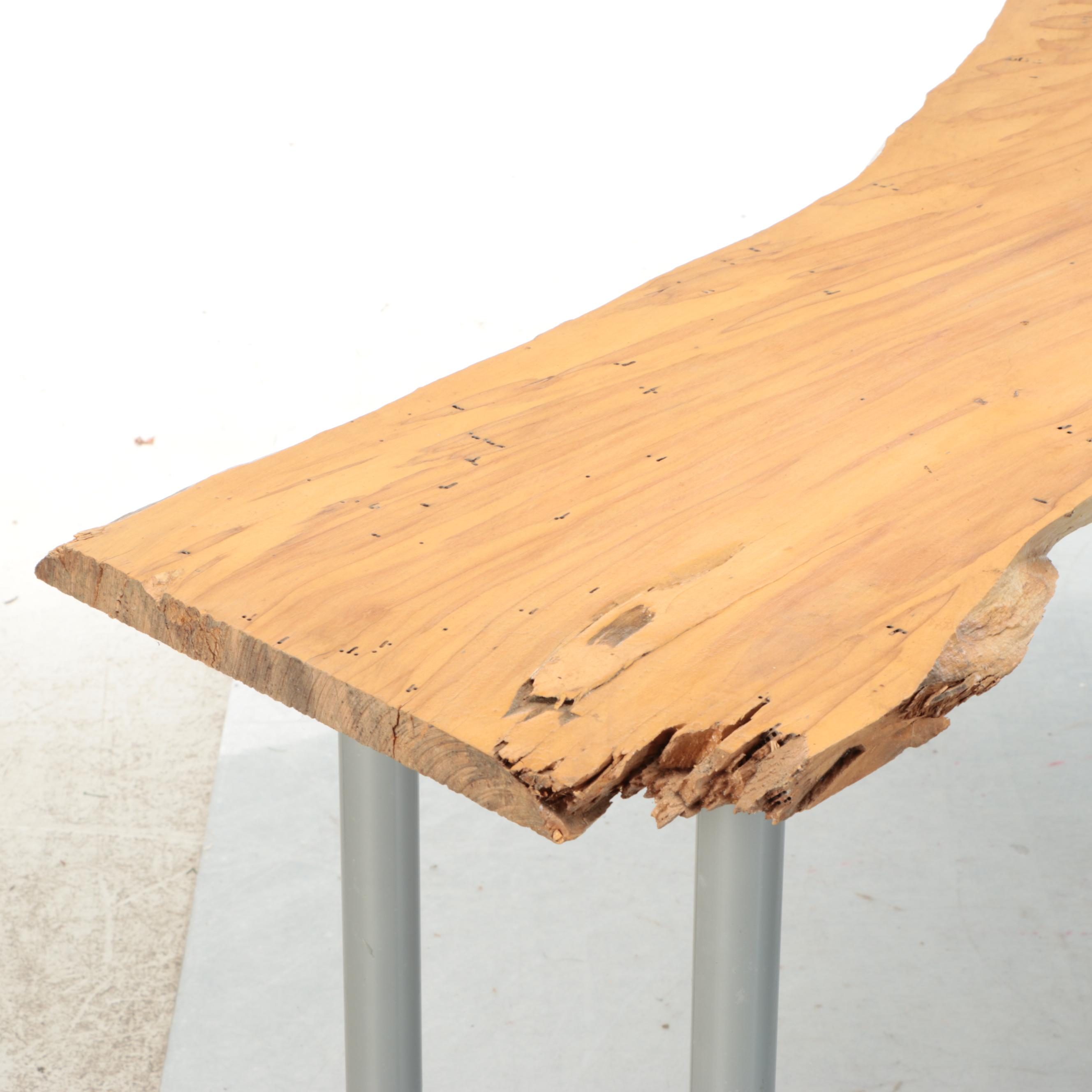 Live Edge Wood Slab Console Table with IKEA Legs