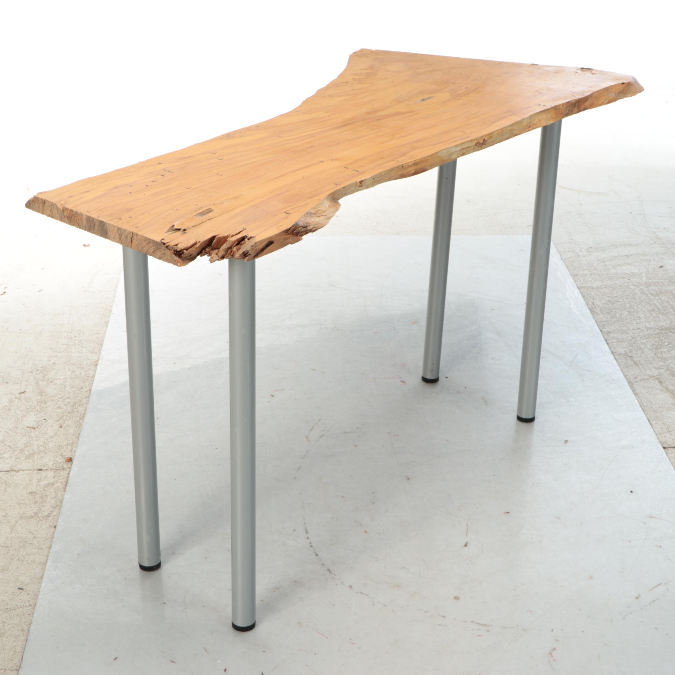 Live Edge Wood Slab Console Table with IKEA Legs