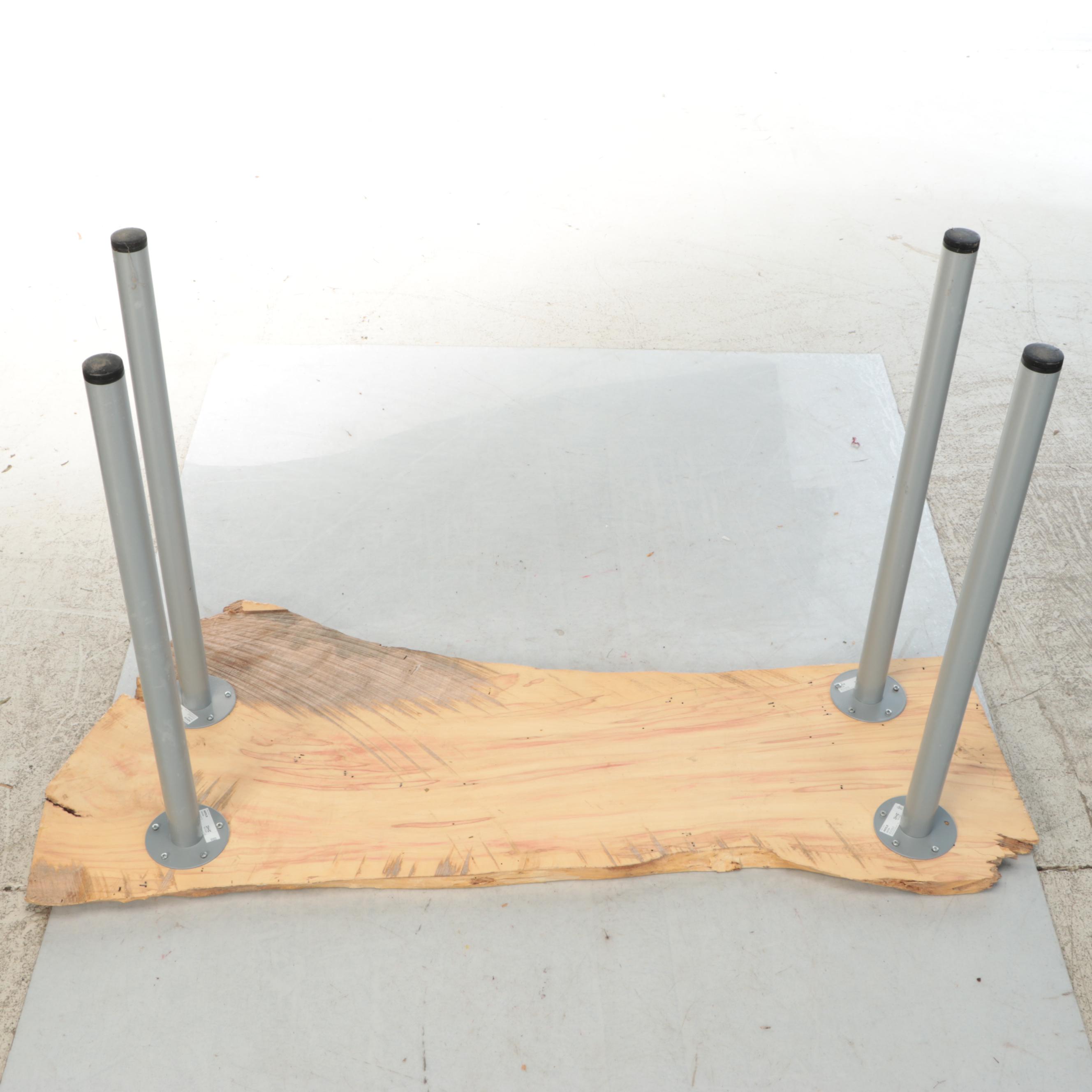 Live Edge Wood Slab Console Table with IKEA Legs