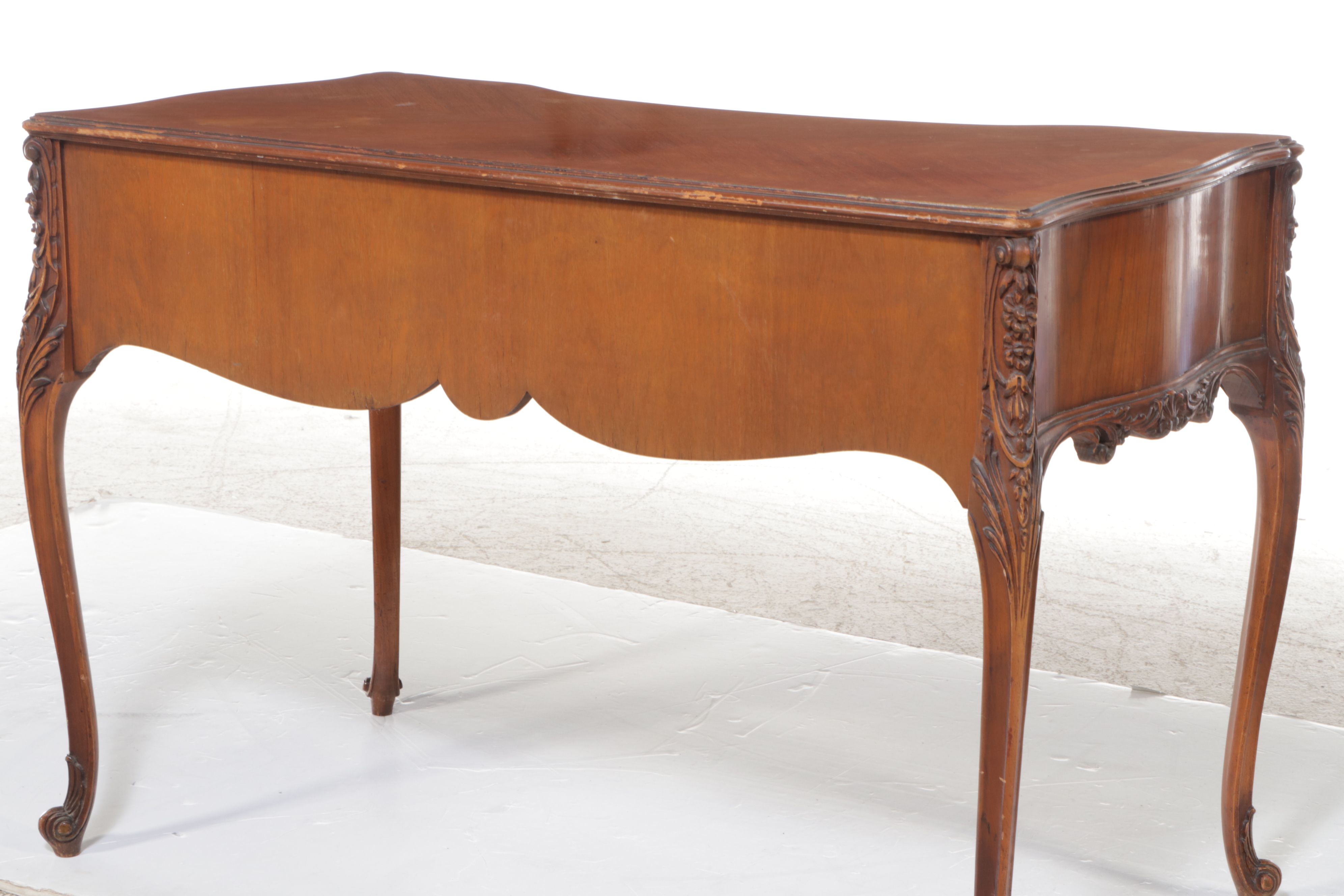 Louis XVI Style Carved Wood Writing Table with Georgian Style Desk Chair