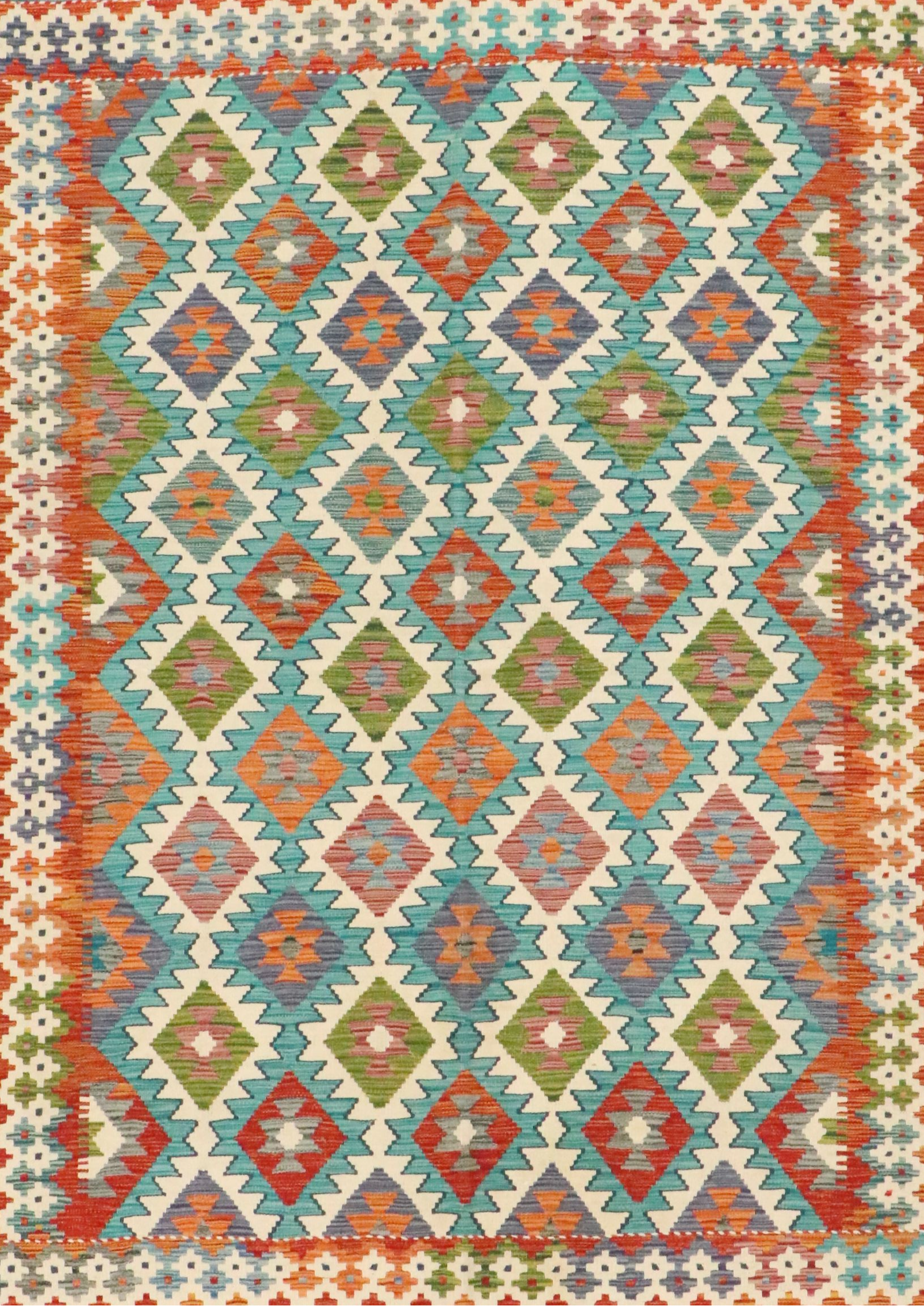 5'7 x 8'3 Handwoven Pakistani Kilim Area Rug