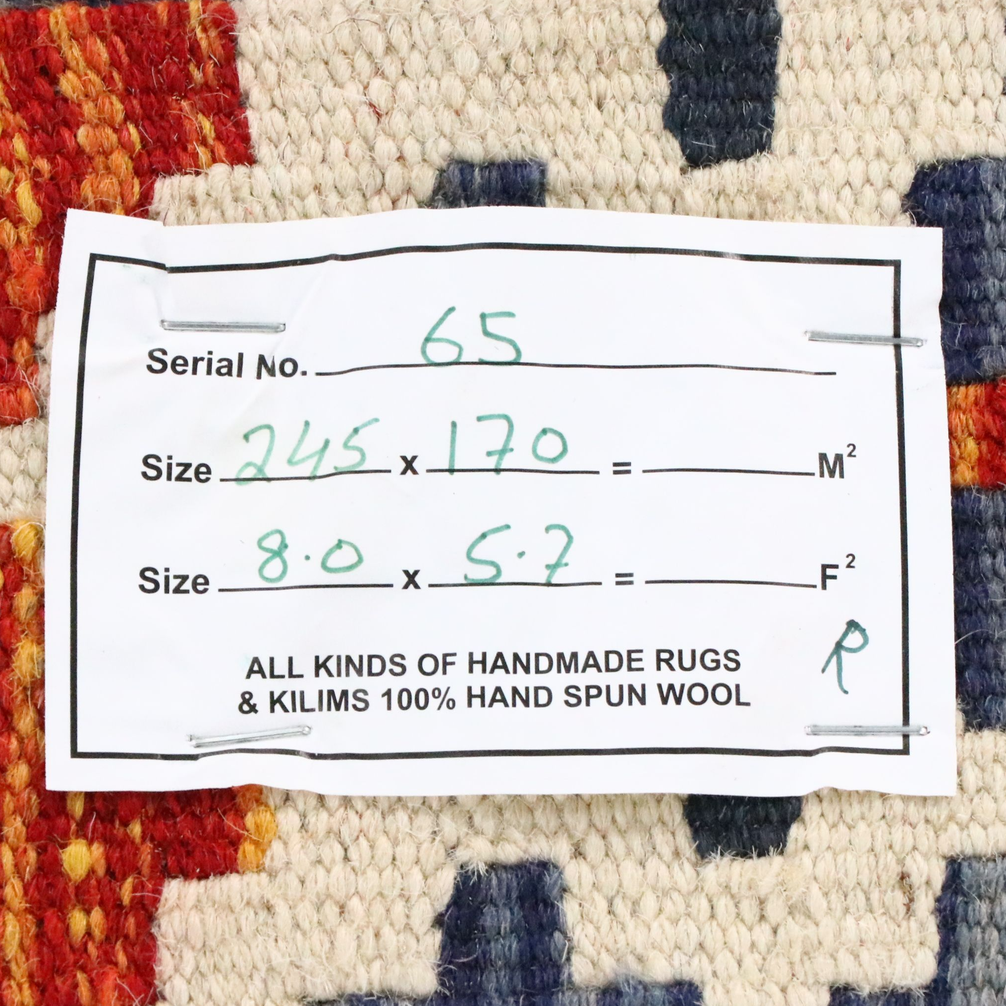 5'7 x 8'3 Handwoven Pakistani Kilim Area Rug