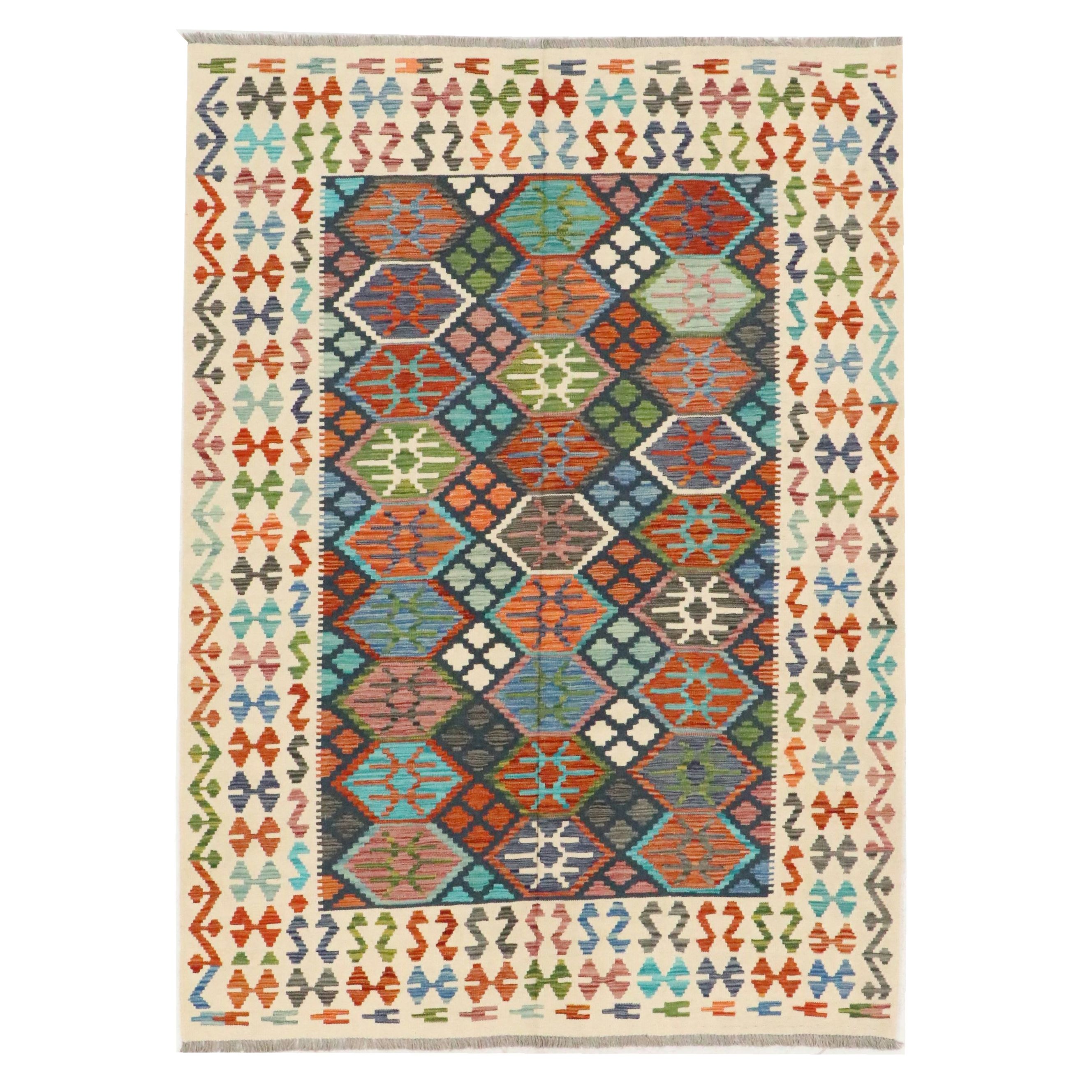 5'10 x 8'2 Handwoven Pakistani Kilim Area Rug