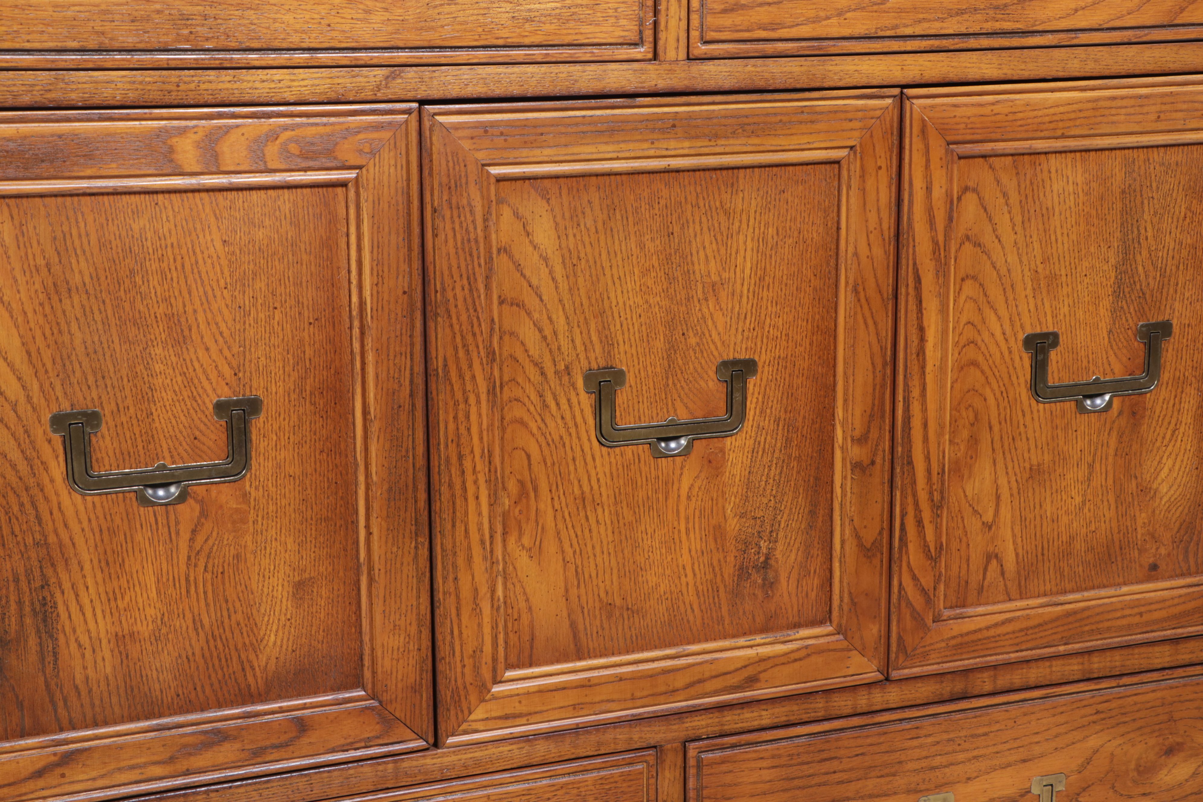 Campaign Style Oak Gentleman's Chest, Late 20th Century