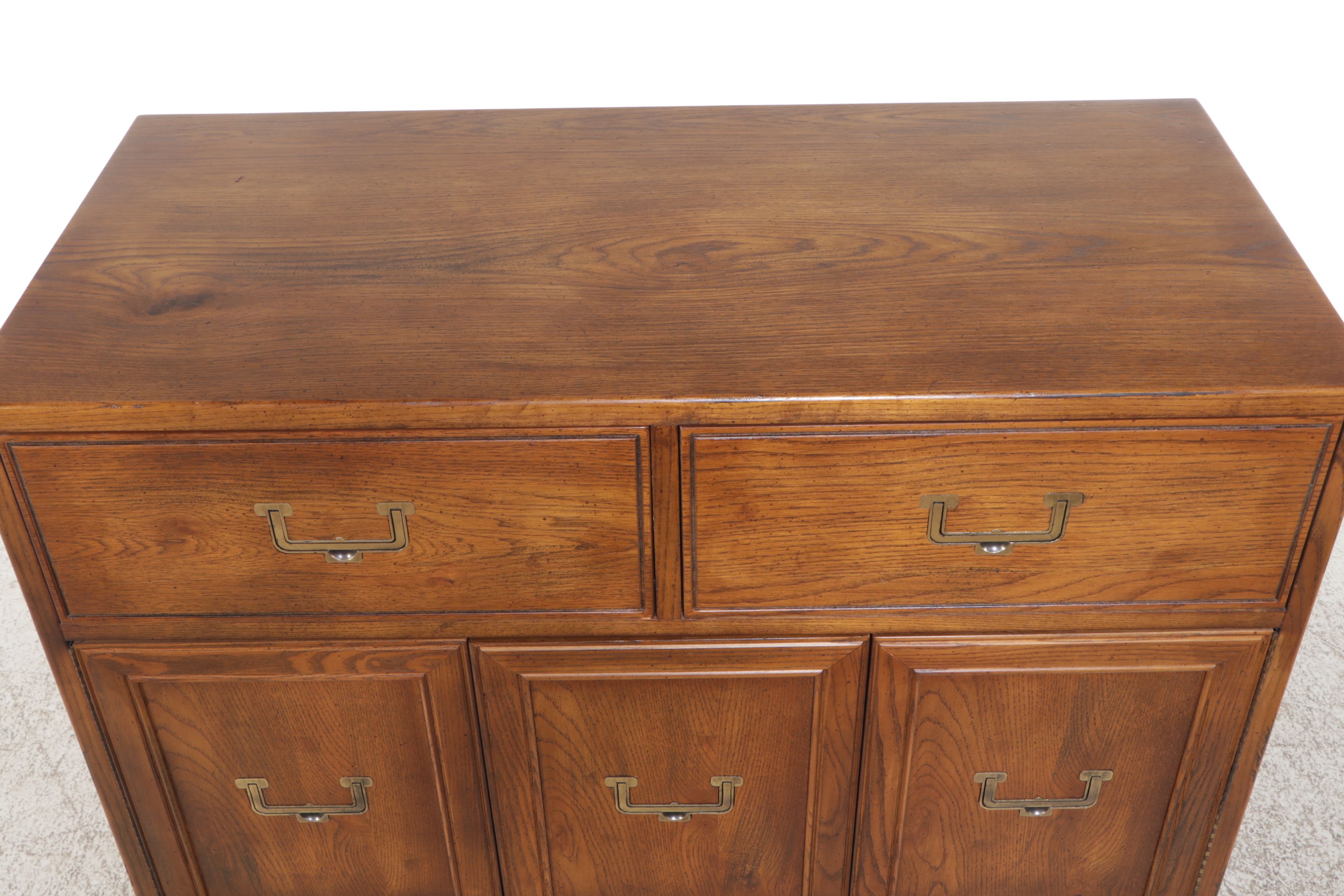 Campaign Style Oak Gentleman's Chest, Late 20th Century