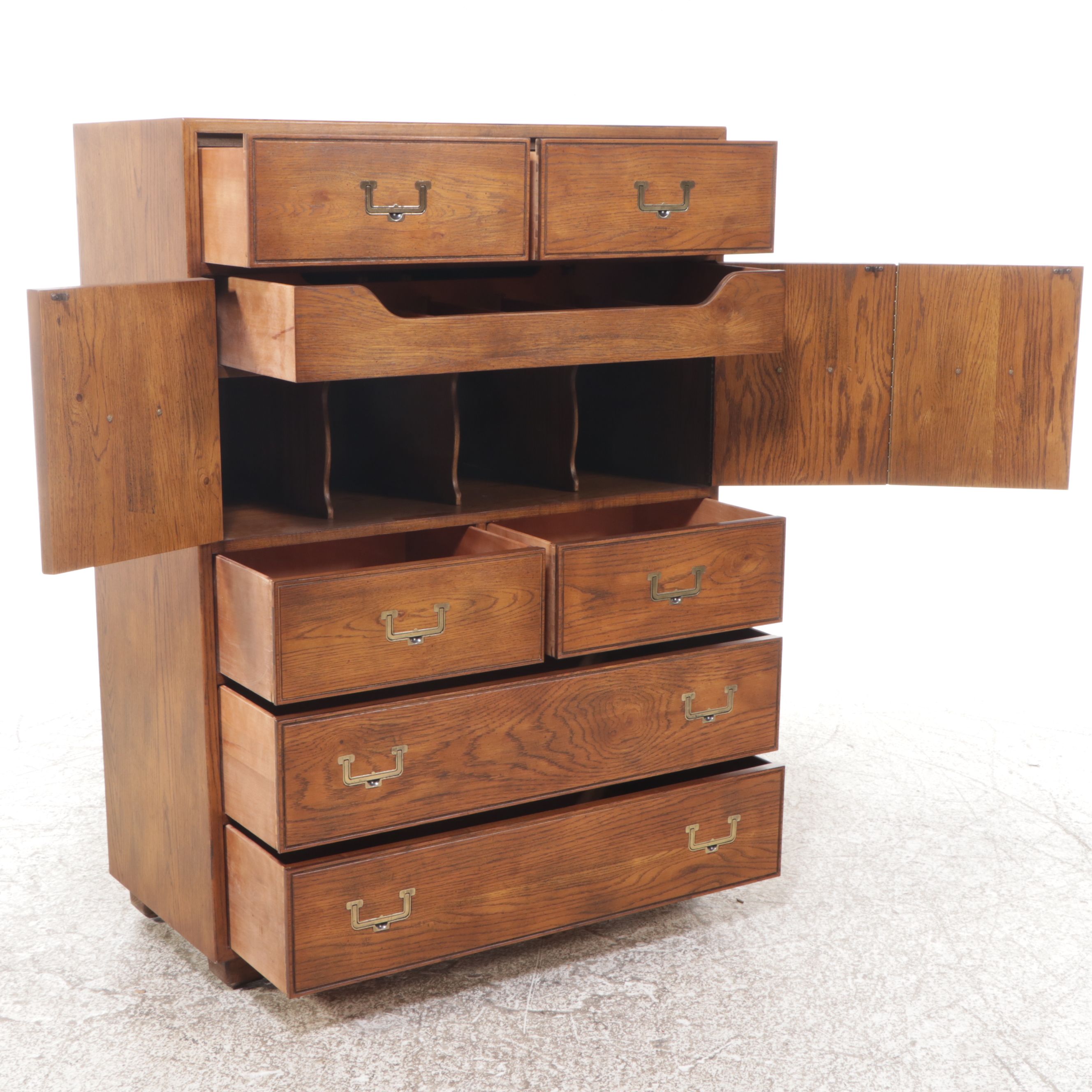 Campaign Style Oak Gentleman's Chest, Late 20th Century
