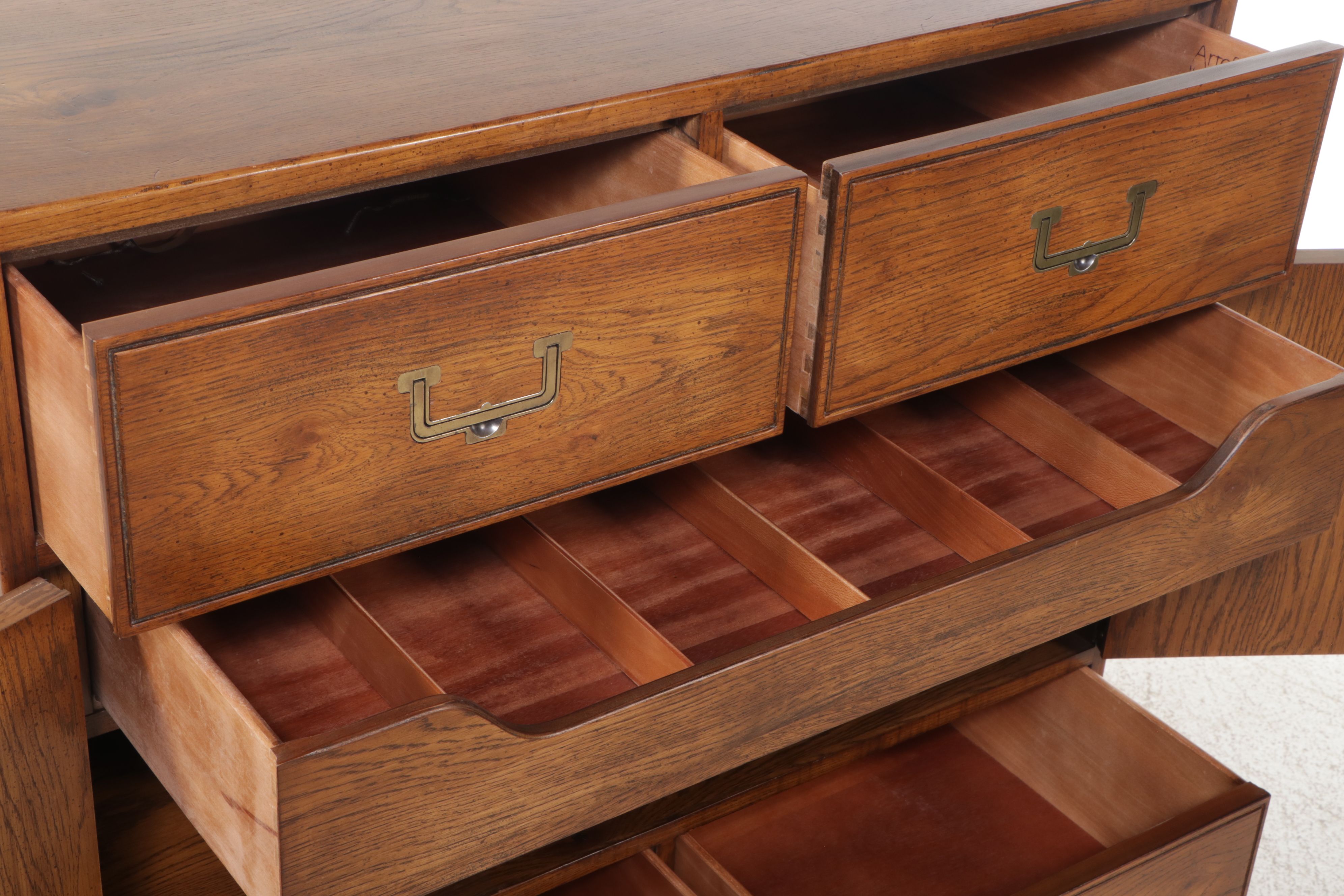 Campaign Style Oak Gentleman's Chest, Late 20th Century