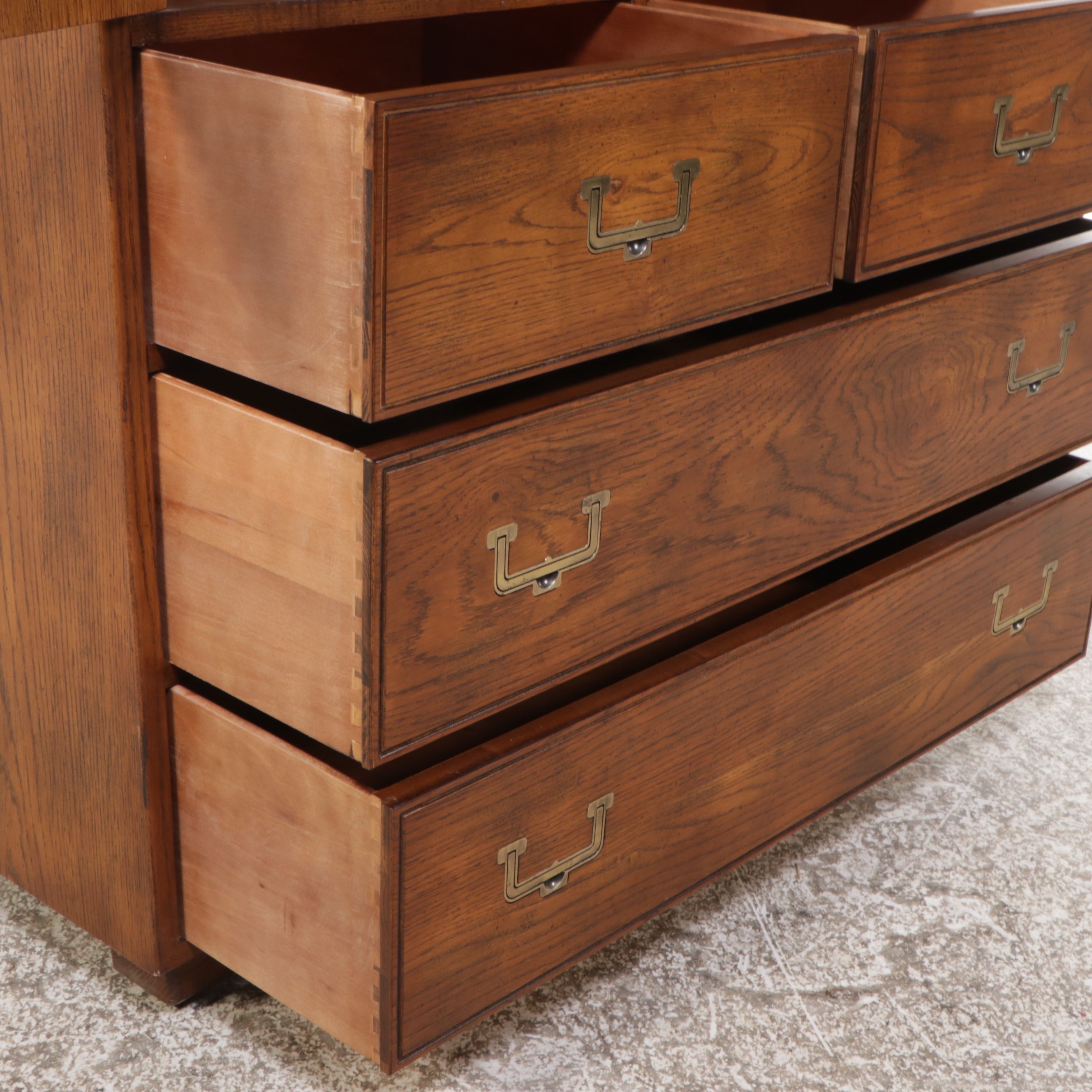 Campaign Style Oak Gentleman's Chest, Late 20th Century