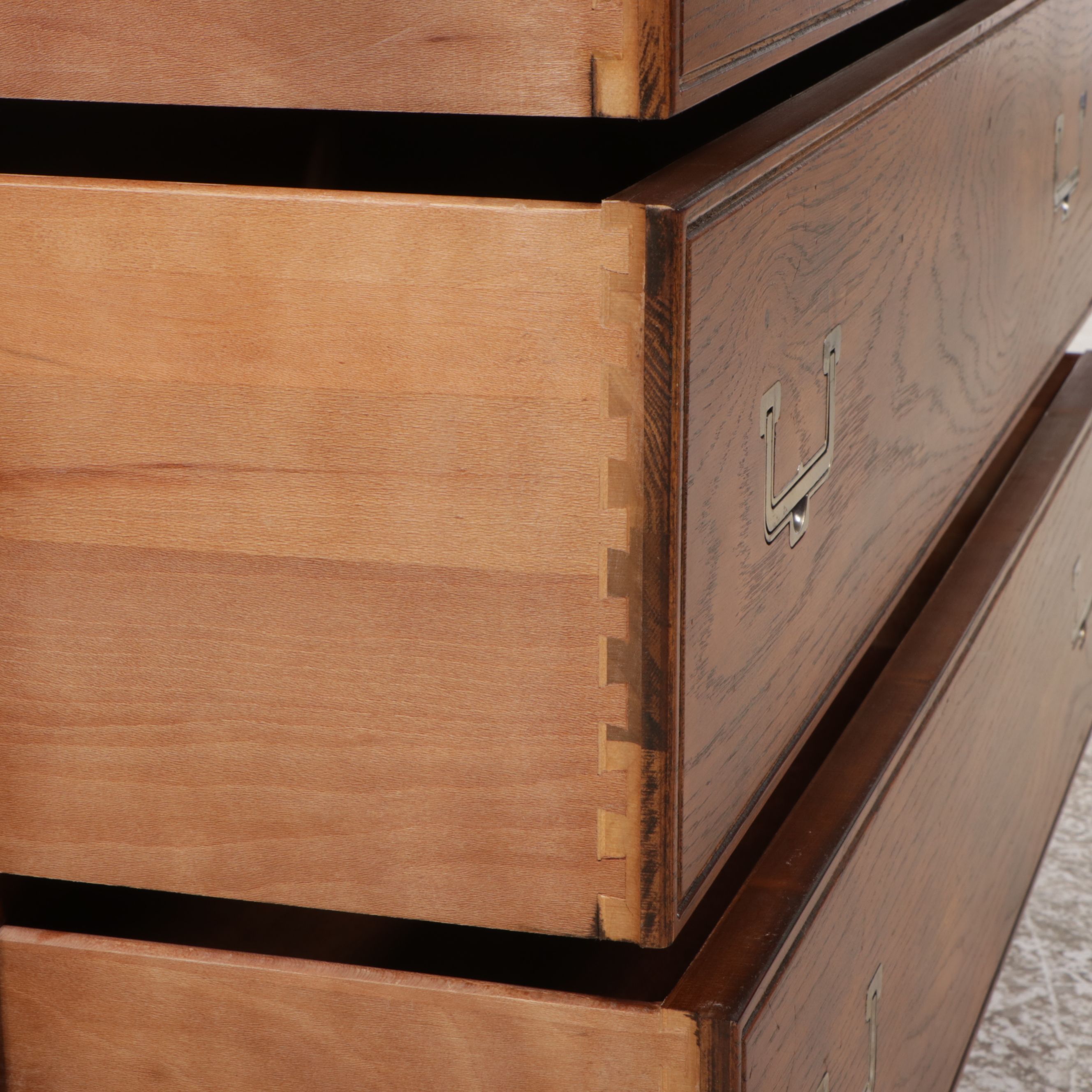 Campaign Style Oak Gentleman's Chest, Late 20th Century
