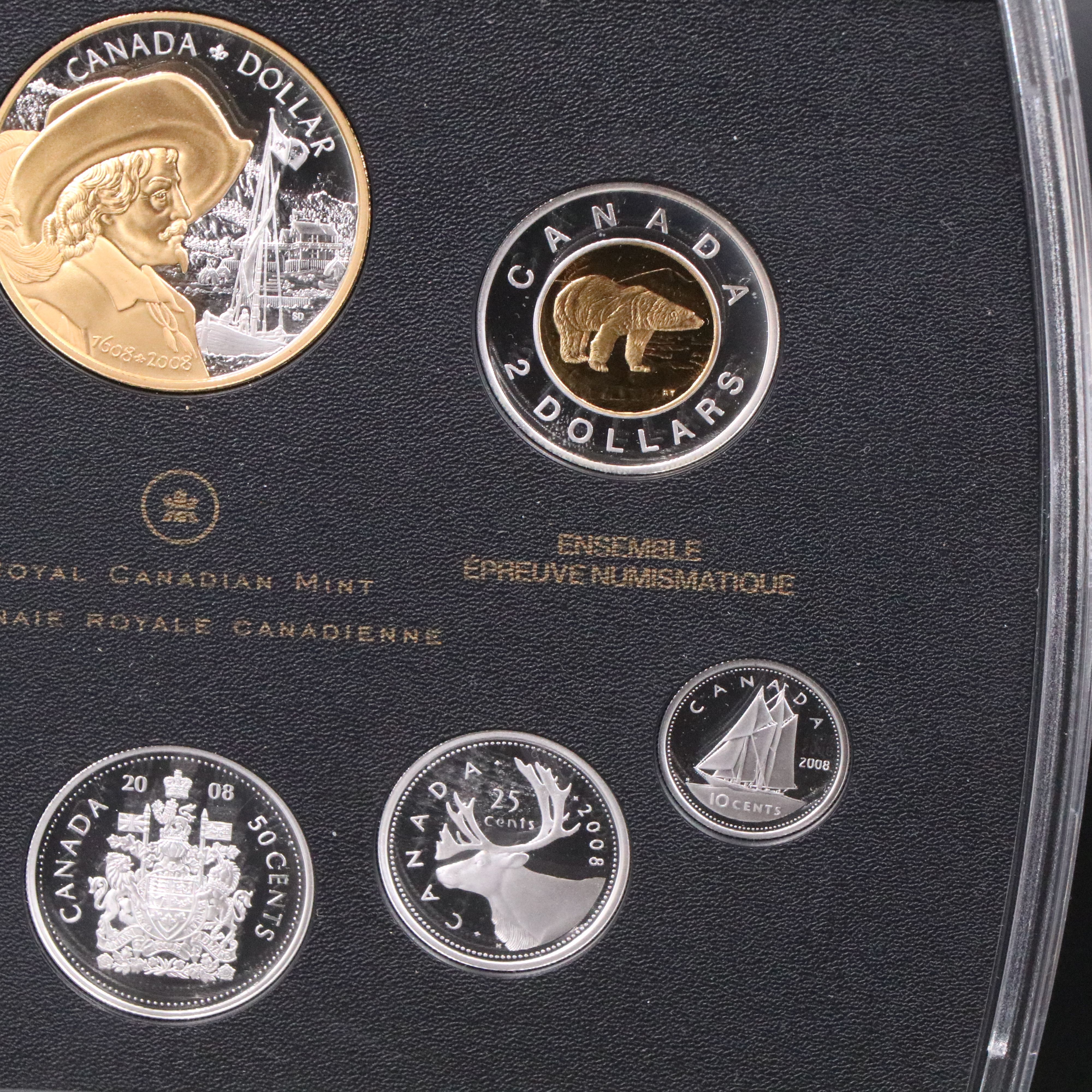 2008 Canada Eight Piece Proof Set with 8 Coins, and 6 are Silver