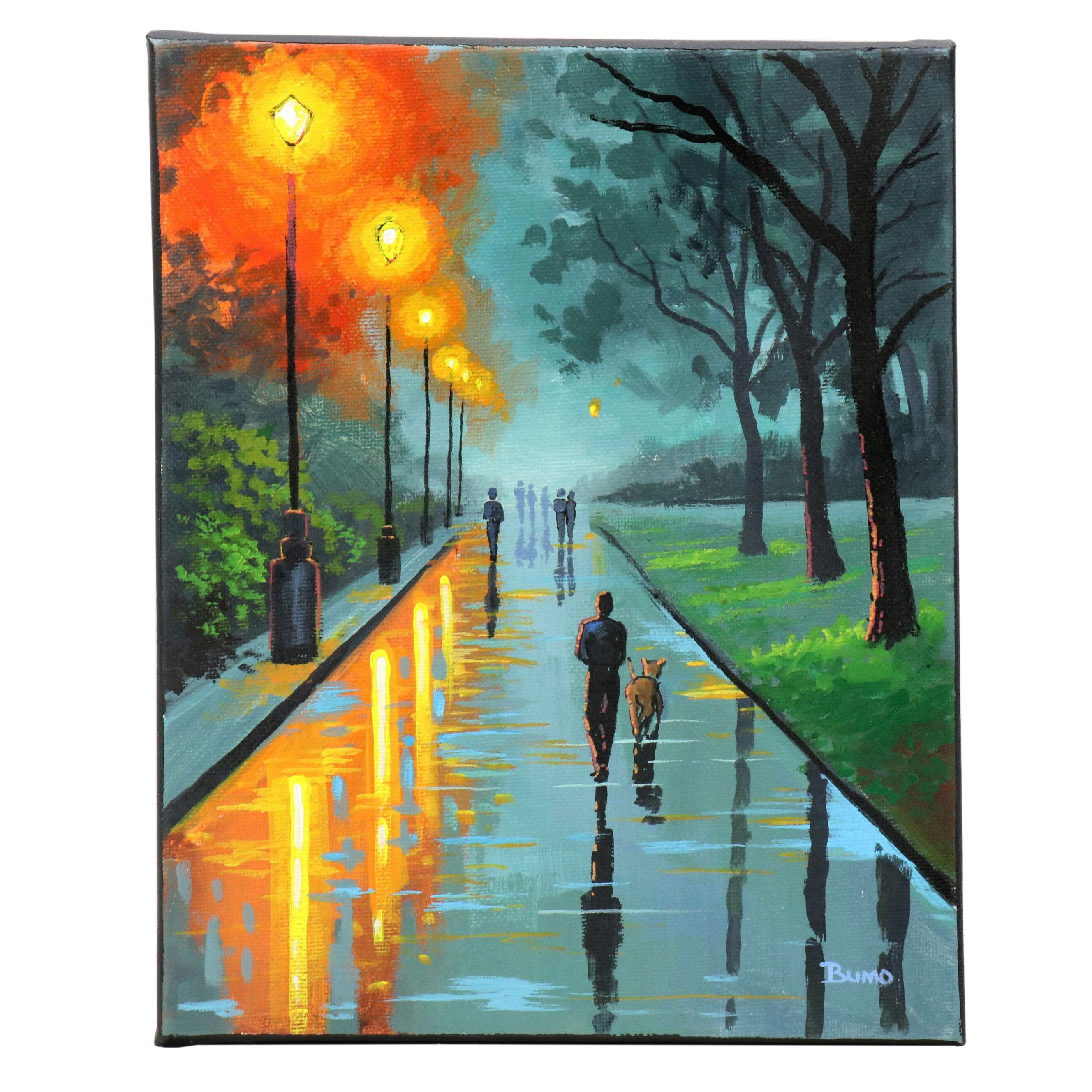 Doug "Bumo" Johnpeer Nocturne Landscape Oil Painting "The Park," 2025