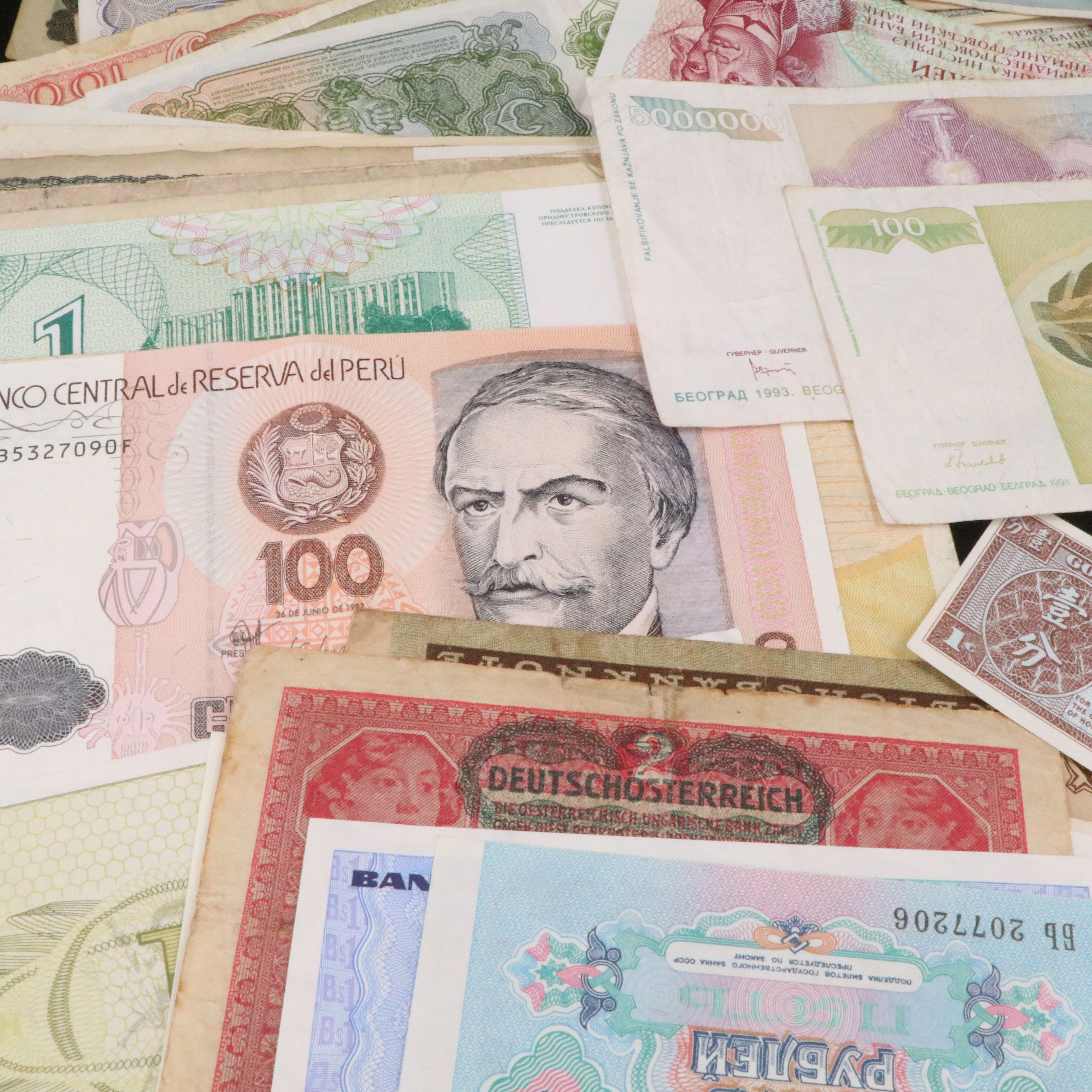 Collection of Modern Foreign Currency From Around the World