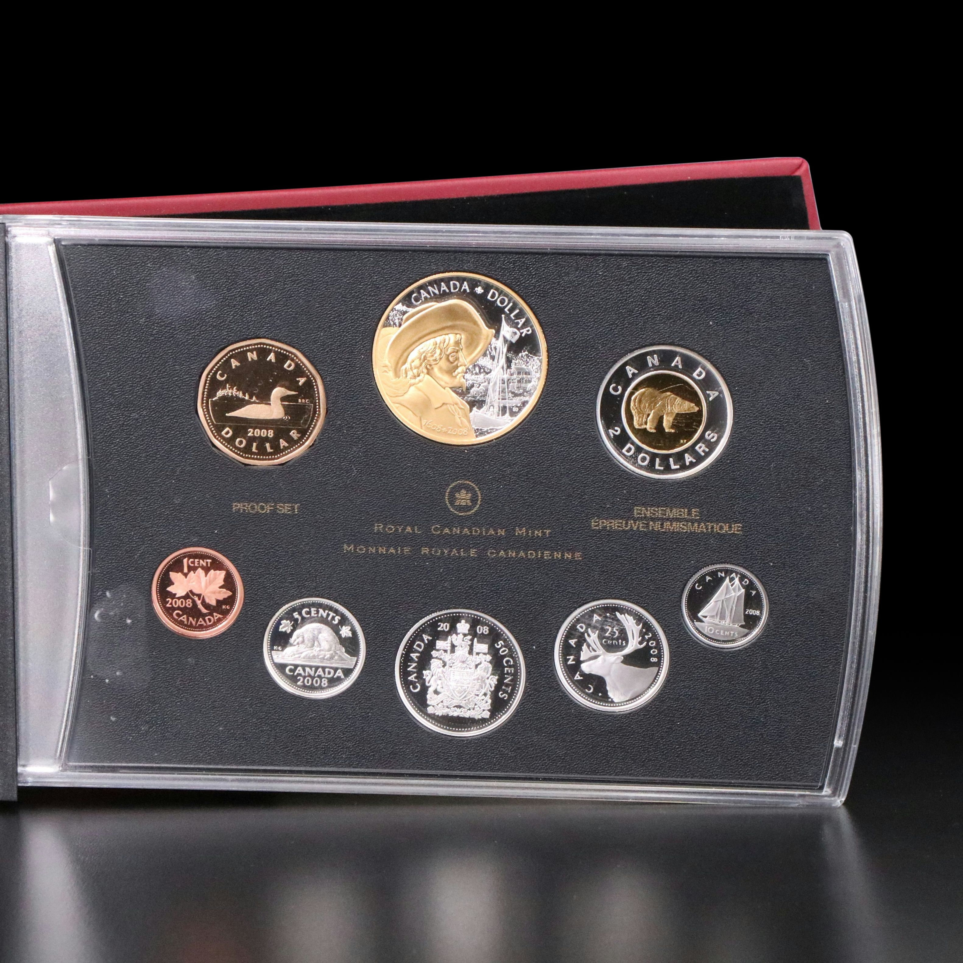 2008 Canada Eight Piece Proof Set with 8 Coins, and 6 are Silver