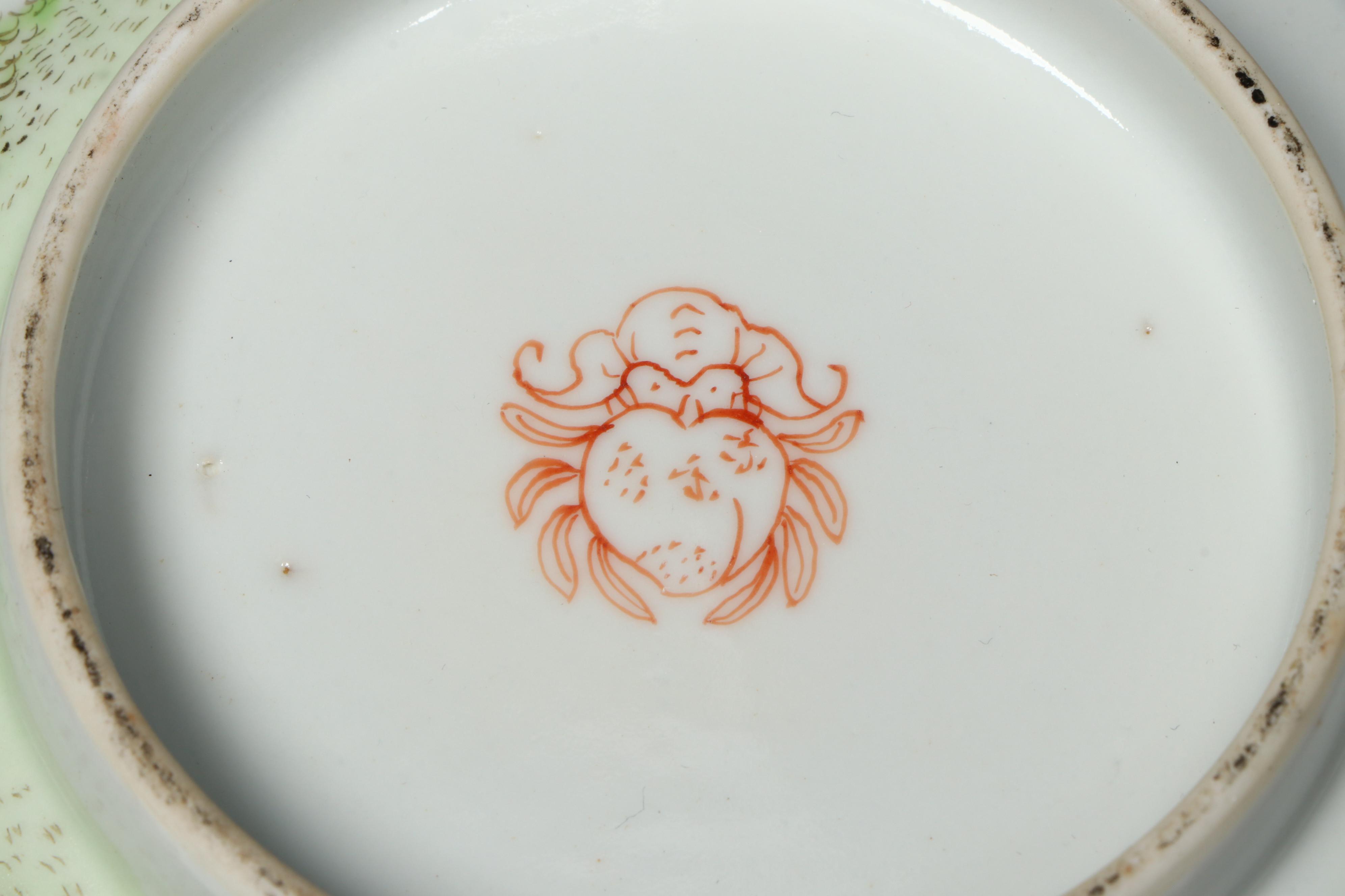 Pair of Antique Chinese Qing Dynasty Enameled Porcelain Bowls