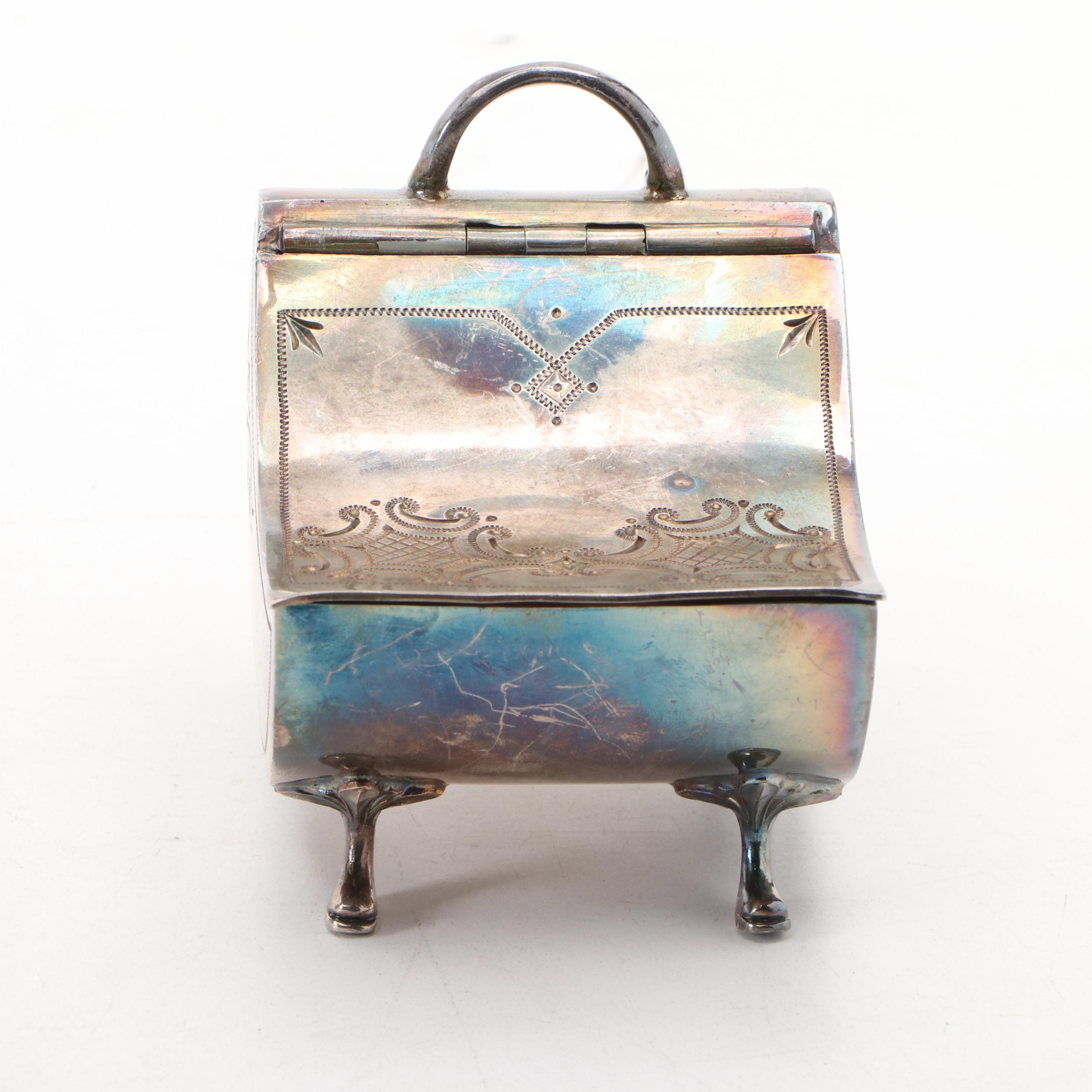 English Sheffield Victorian Bright Cut  Silver Plate Sugar Scuttle