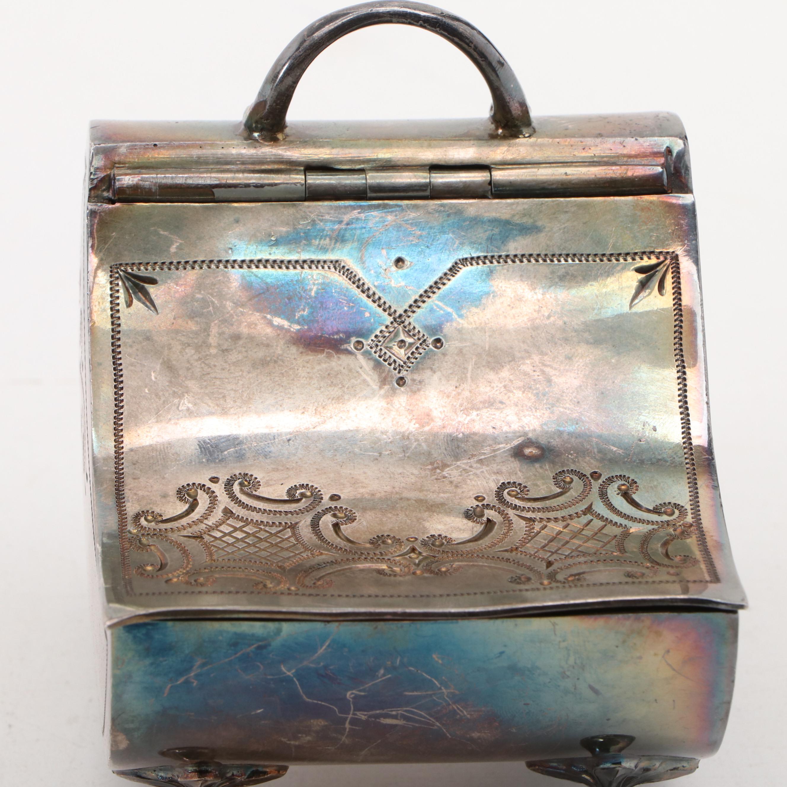 English Sheffield Victorian Bright Cut  Silver Plate Sugar Scuttle