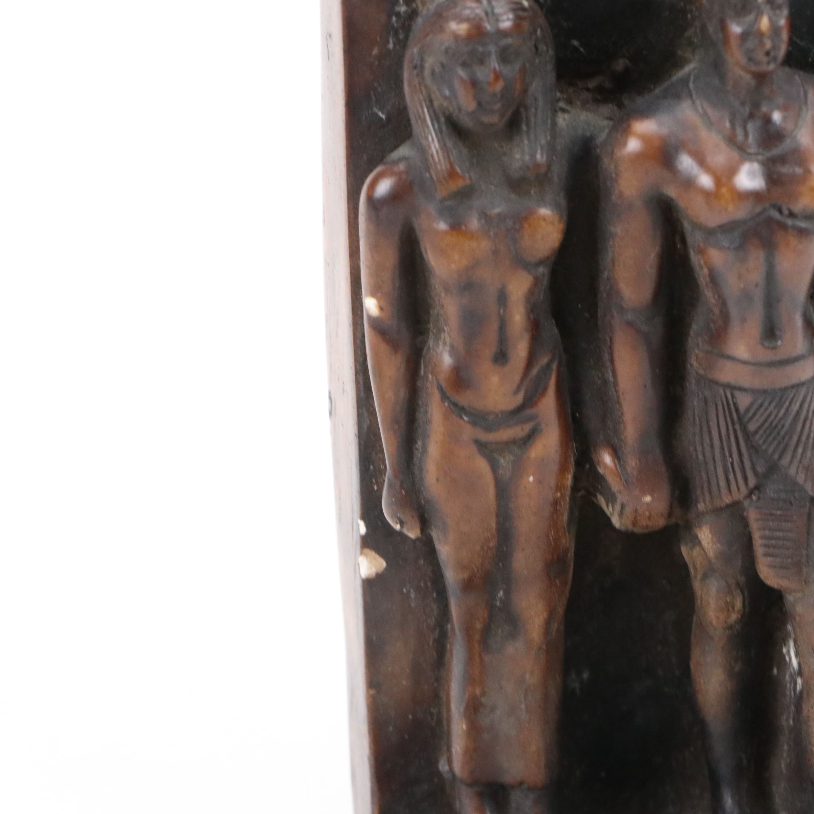Egyptian Triad Bookend with Cast Metal Ava Buddha