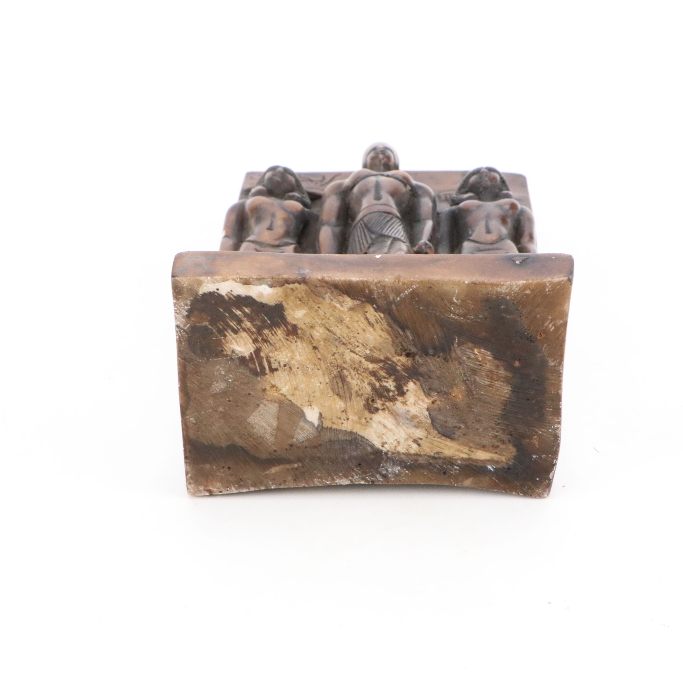 Egyptian Triad Bookend with Cast Metal Ava Buddha