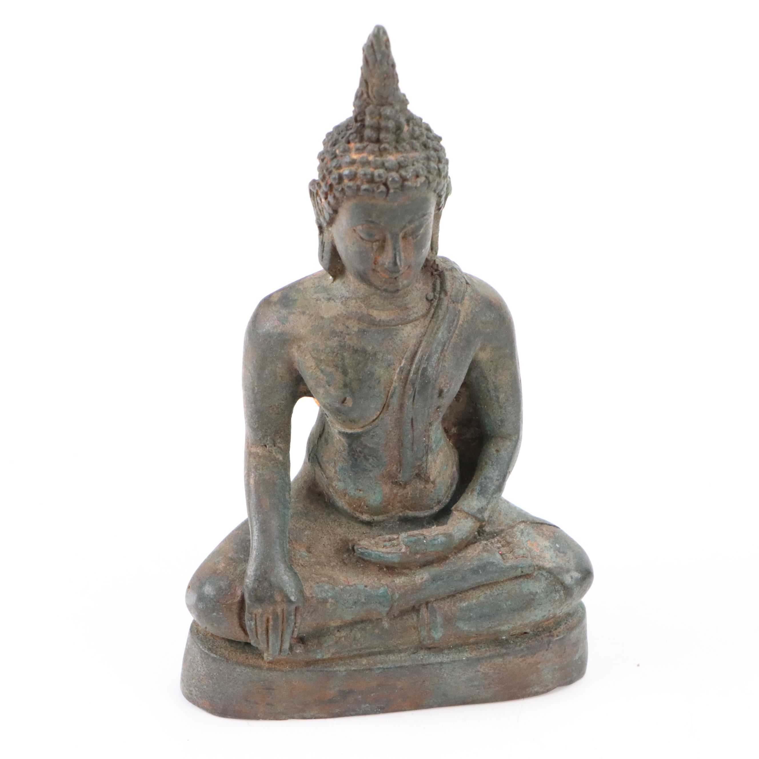 Egyptian Triad Bookend with Cast Metal Ava Buddha