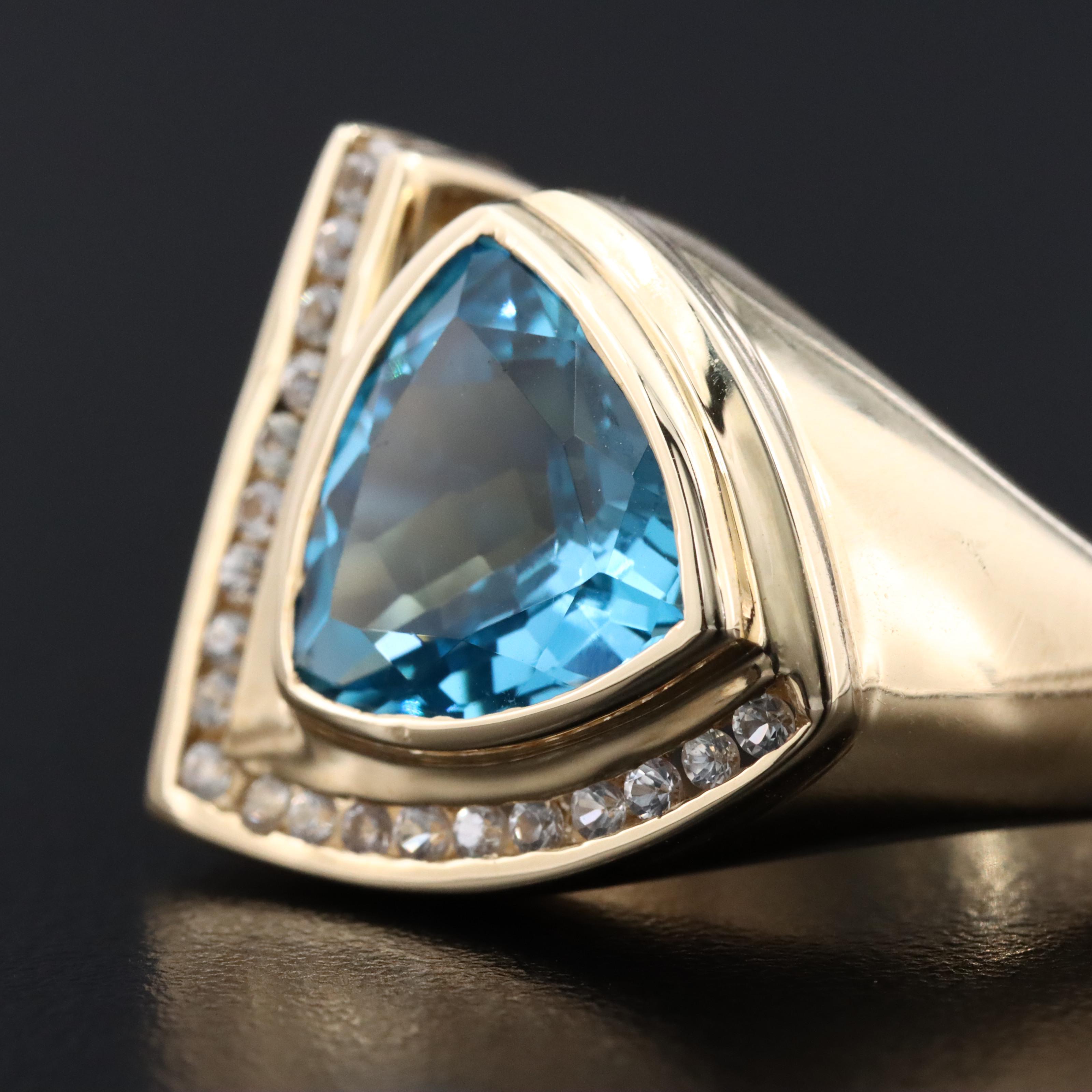 10K Blue and White Topaz Ring
