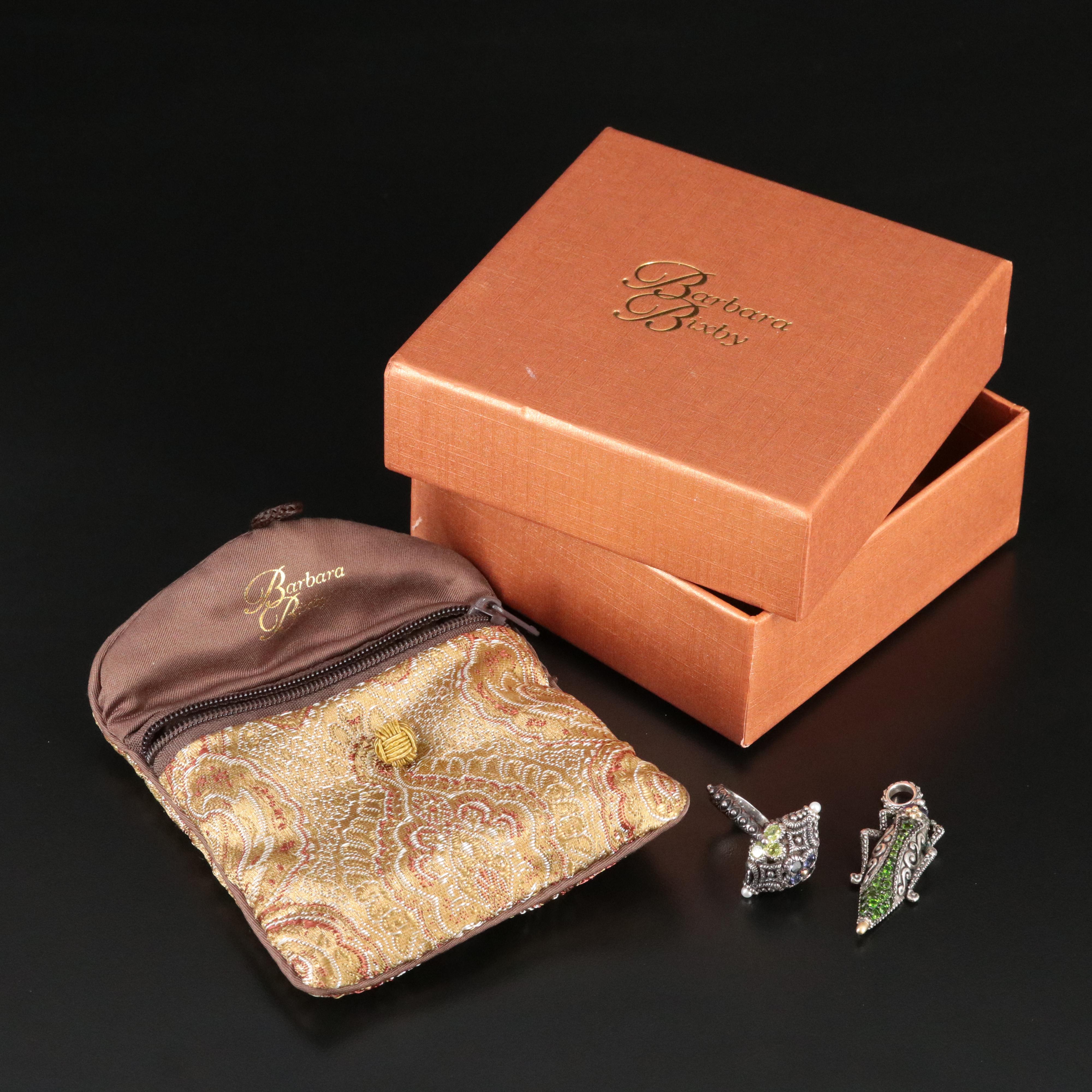 Barbara Bixby Gemstone Navette Ring and Grasshopper Pendant with 18K Accents