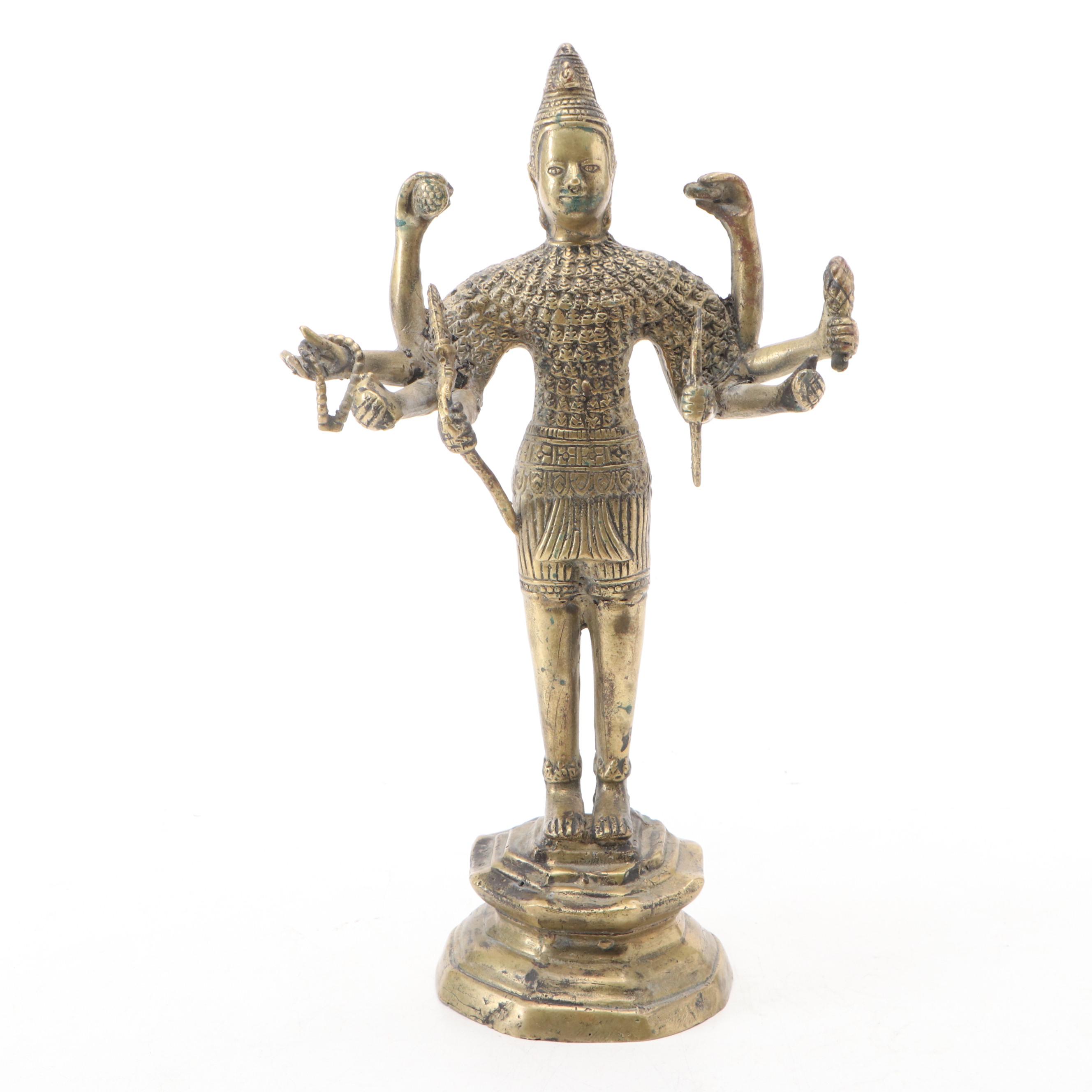 Gilt Bronze Bodhisattva with Chinese Brass Dragon