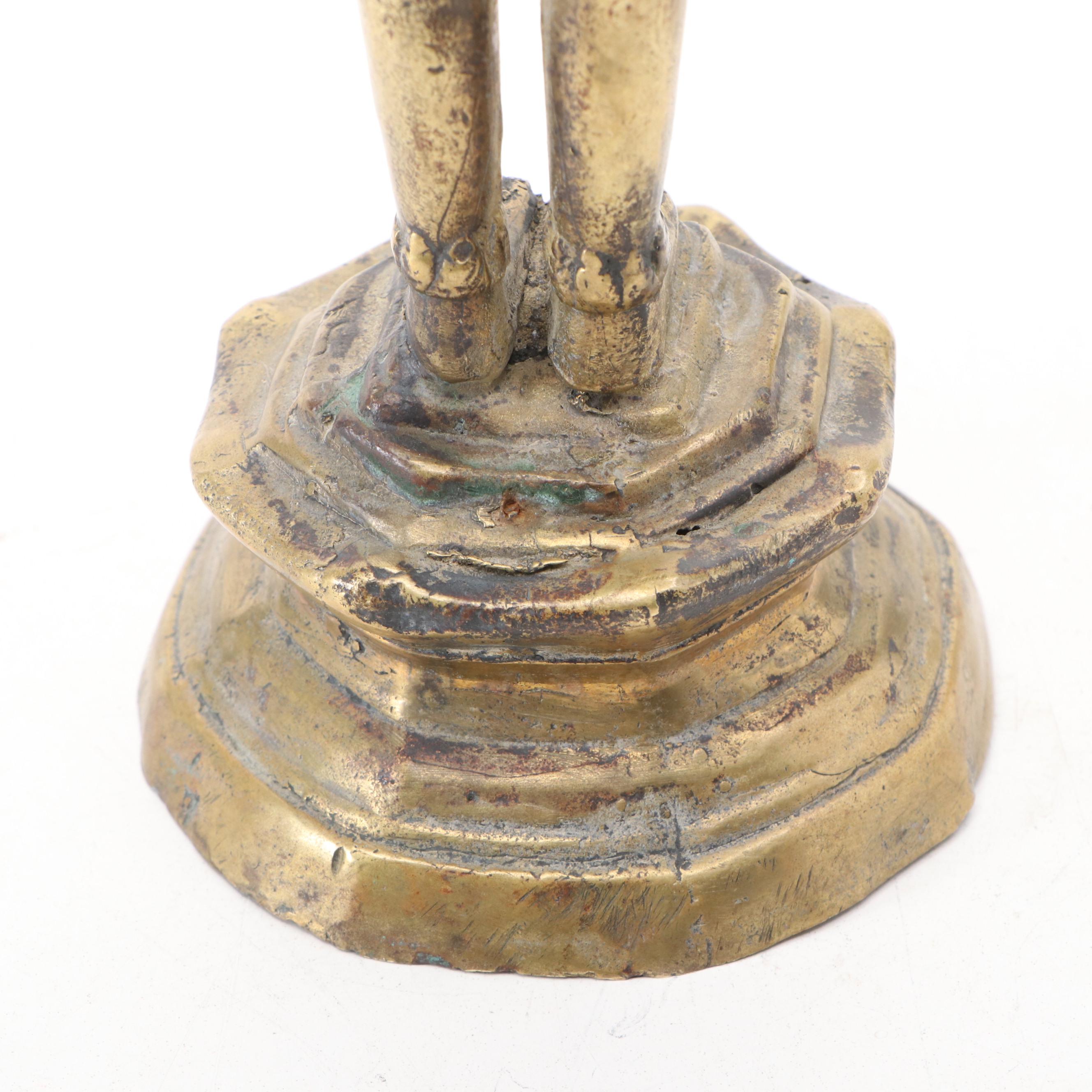 Gilt Bronze Bodhisattva with Chinese Brass Dragon