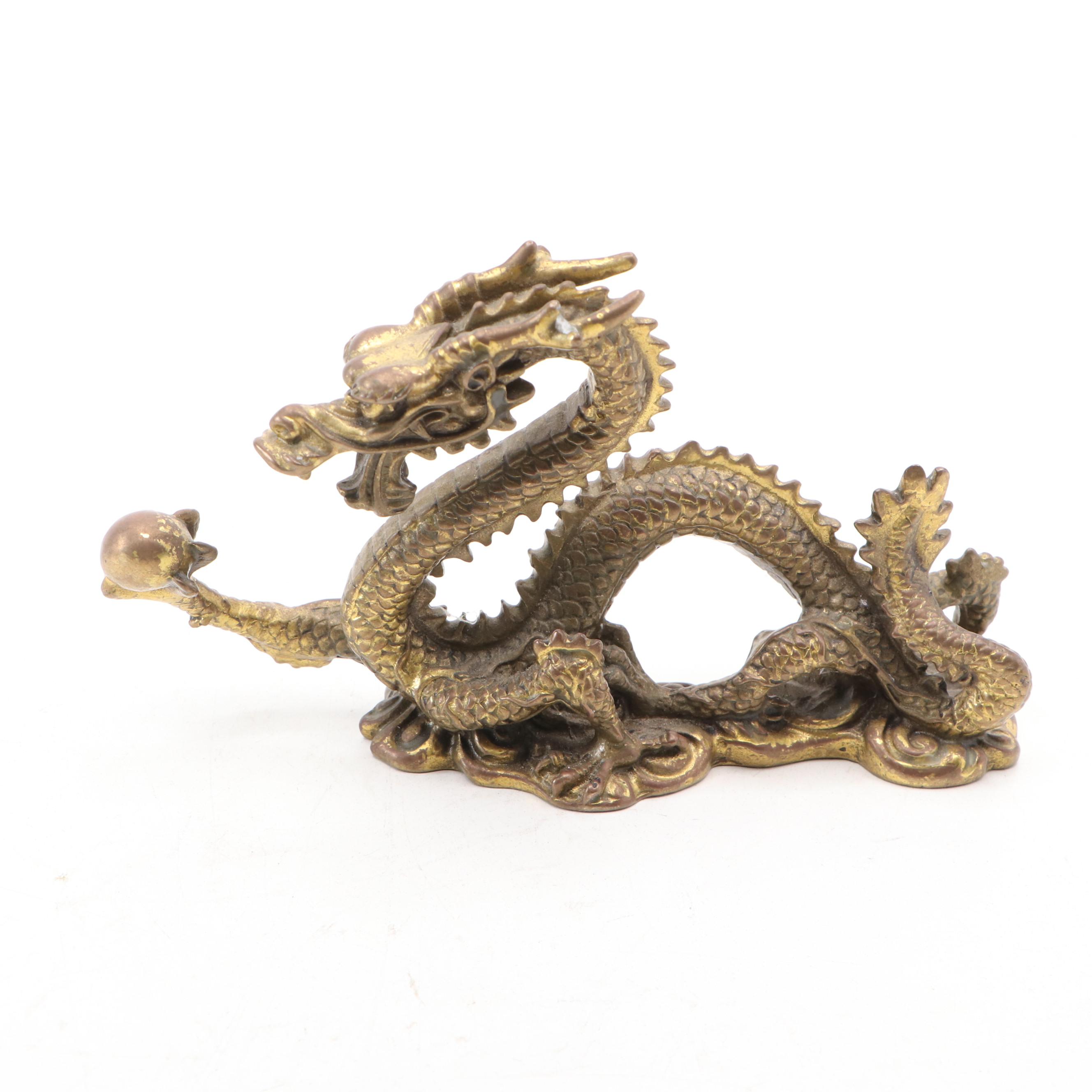 Gilt Bronze Bodhisattva with Chinese Brass Dragon