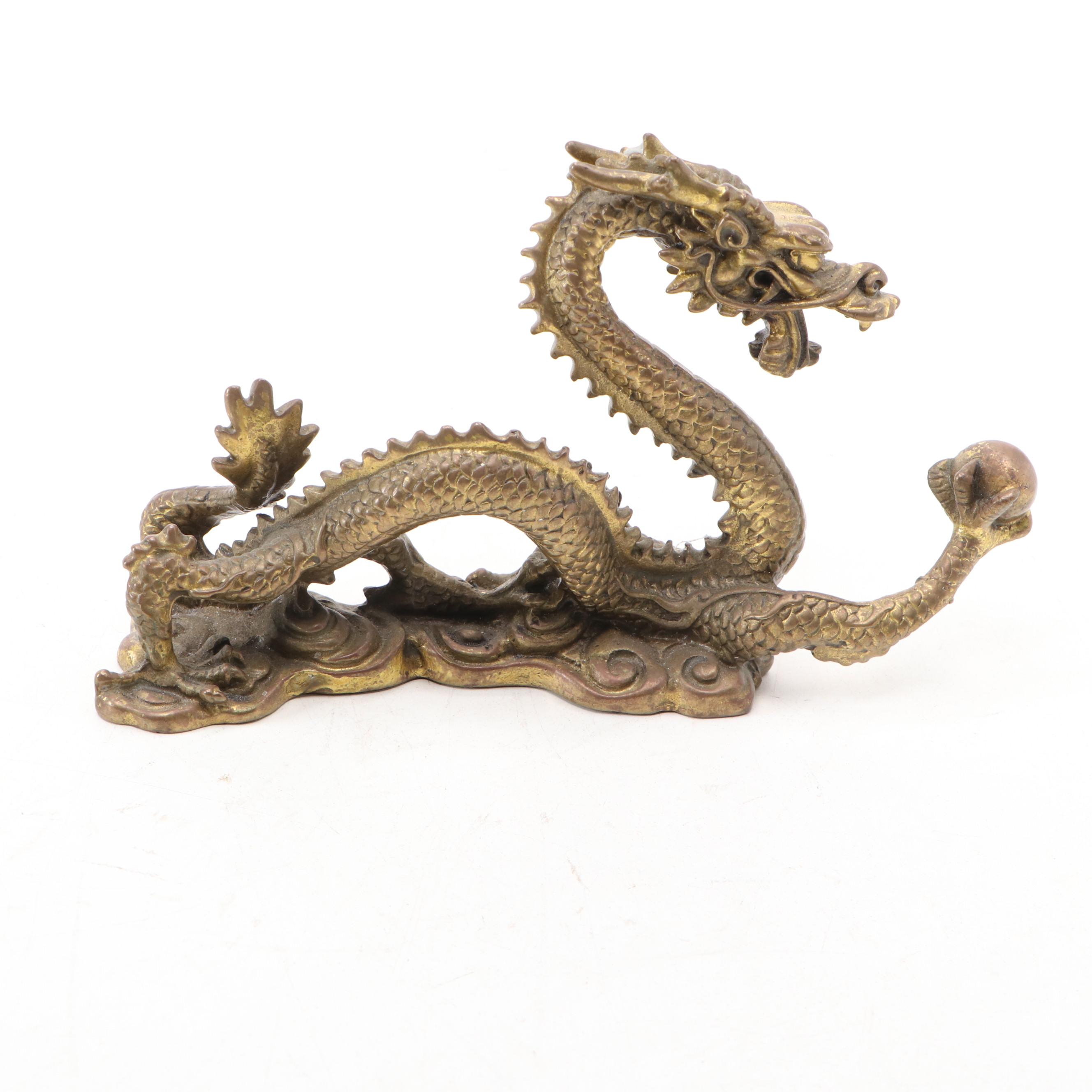Gilt Bronze Bodhisattva with Chinese Brass Dragon
