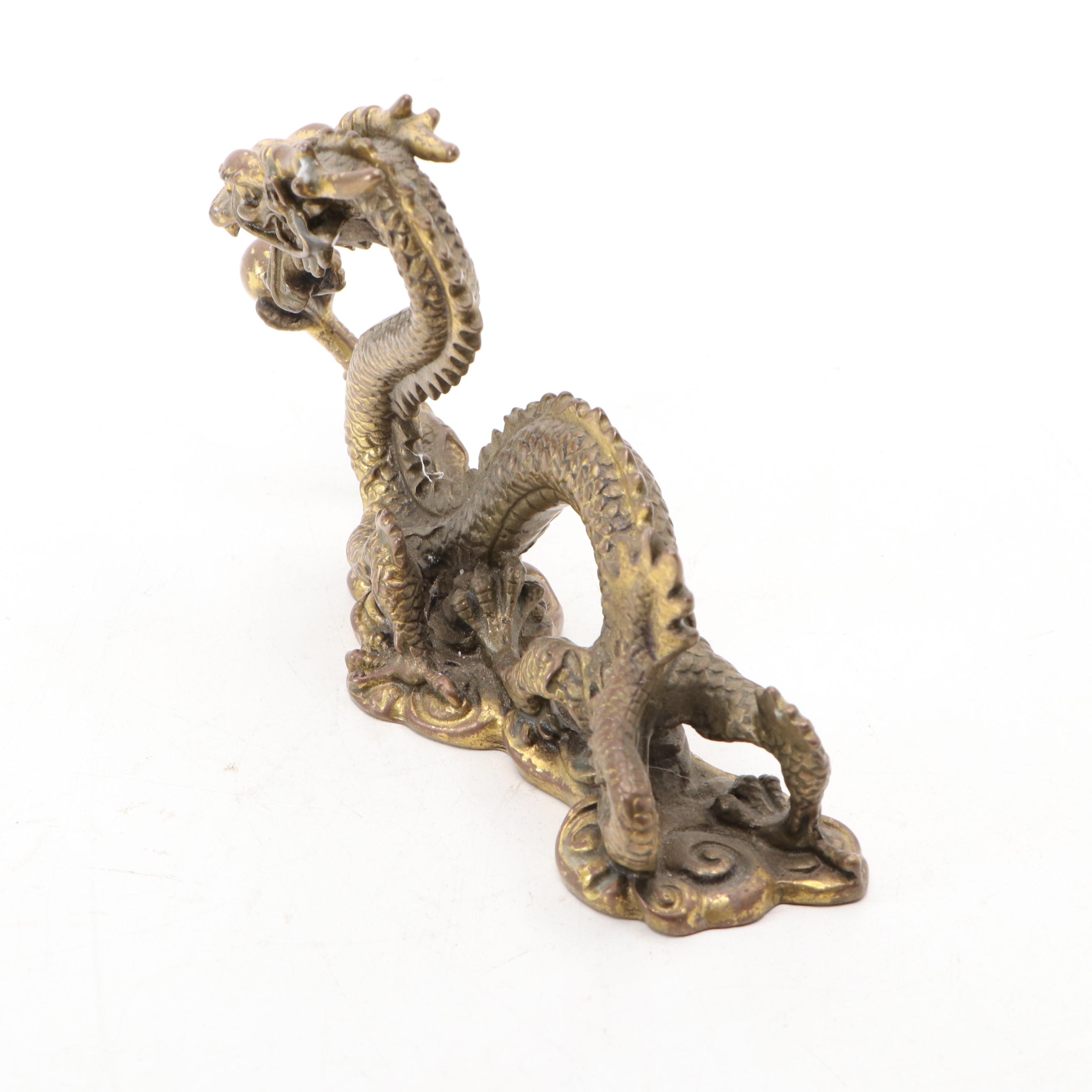 Gilt Bronze Bodhisattva with Chinese Brass Dragon