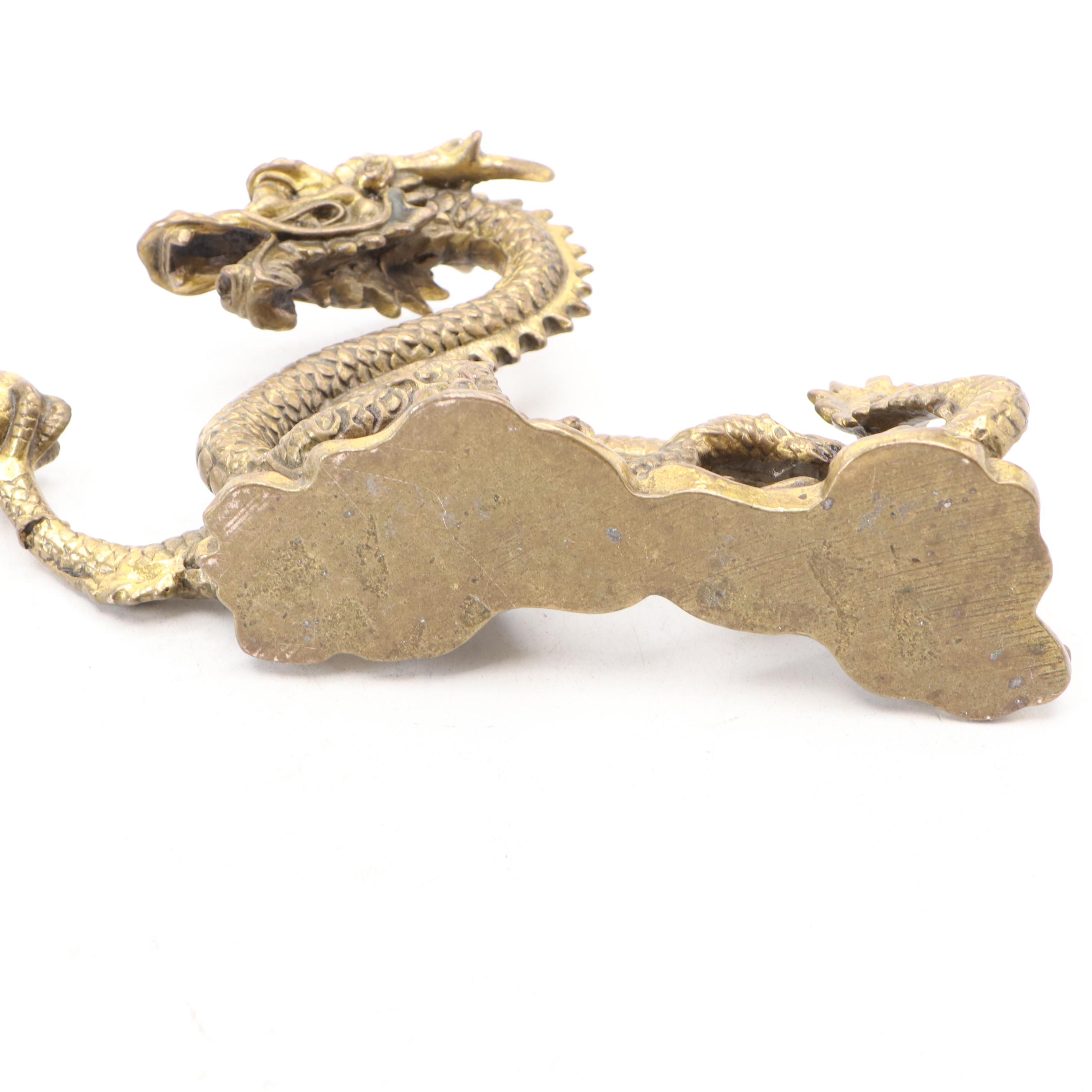 Gilt Bronze Bodhisattva with Chinese Brass Dragon