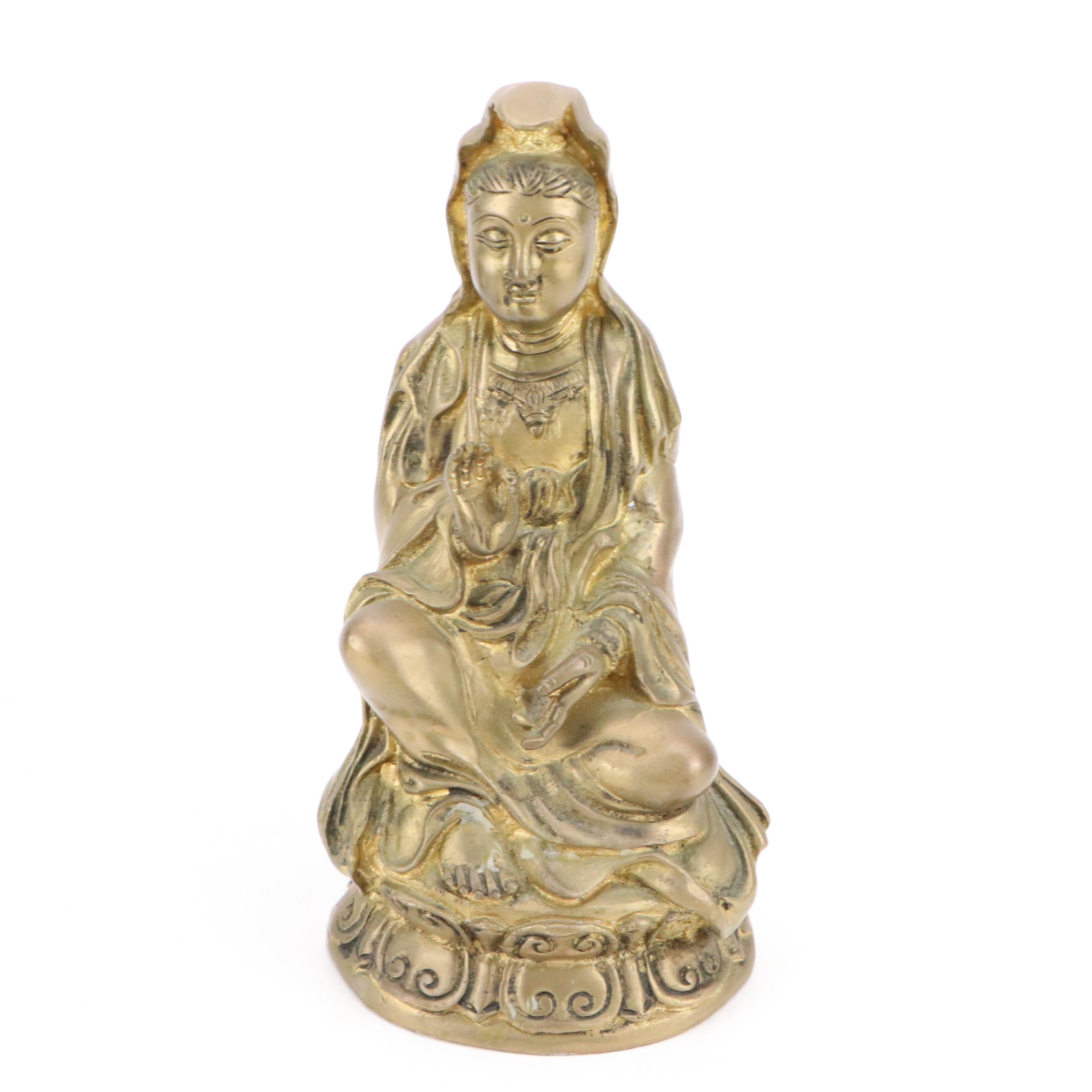 Indian Brass Guanyin, Nang Kwak and Deer Figurines, 20th Century