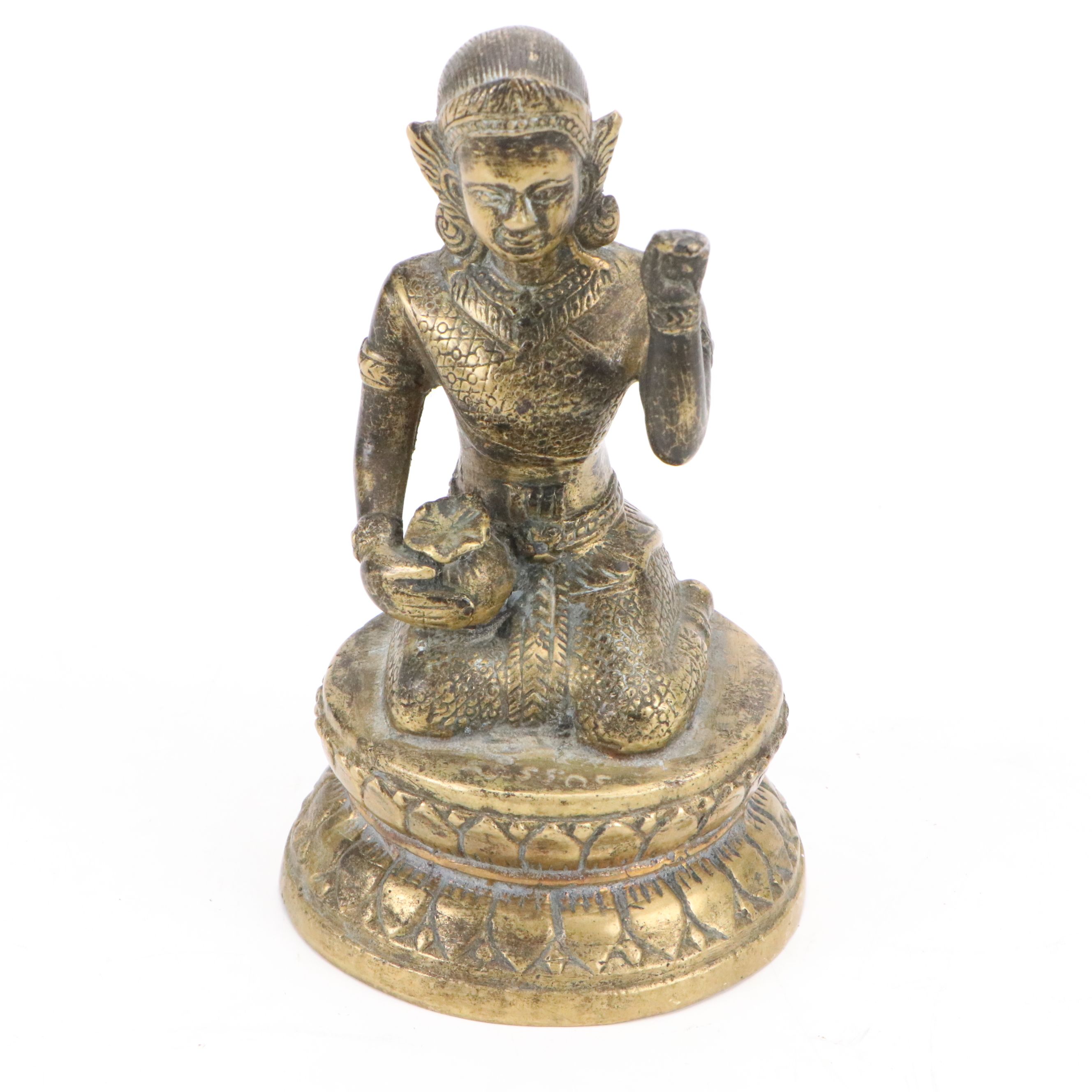 Indian Brass Guanyin, Nang Kwak and Deer Figurines, 20th Century