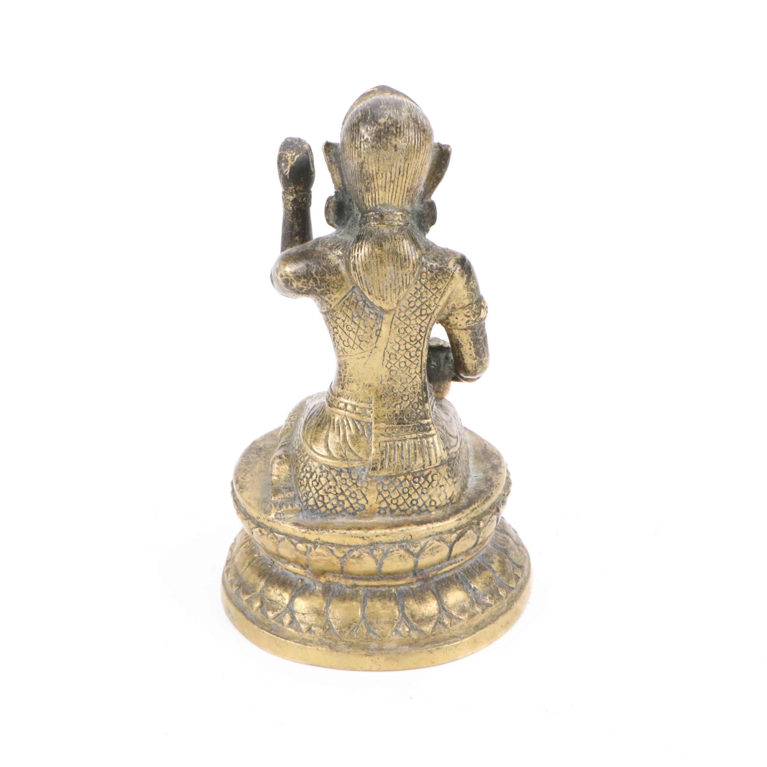 Indian Brass Guanyin, Nang Kwak and Deer Figurines, 20th Century