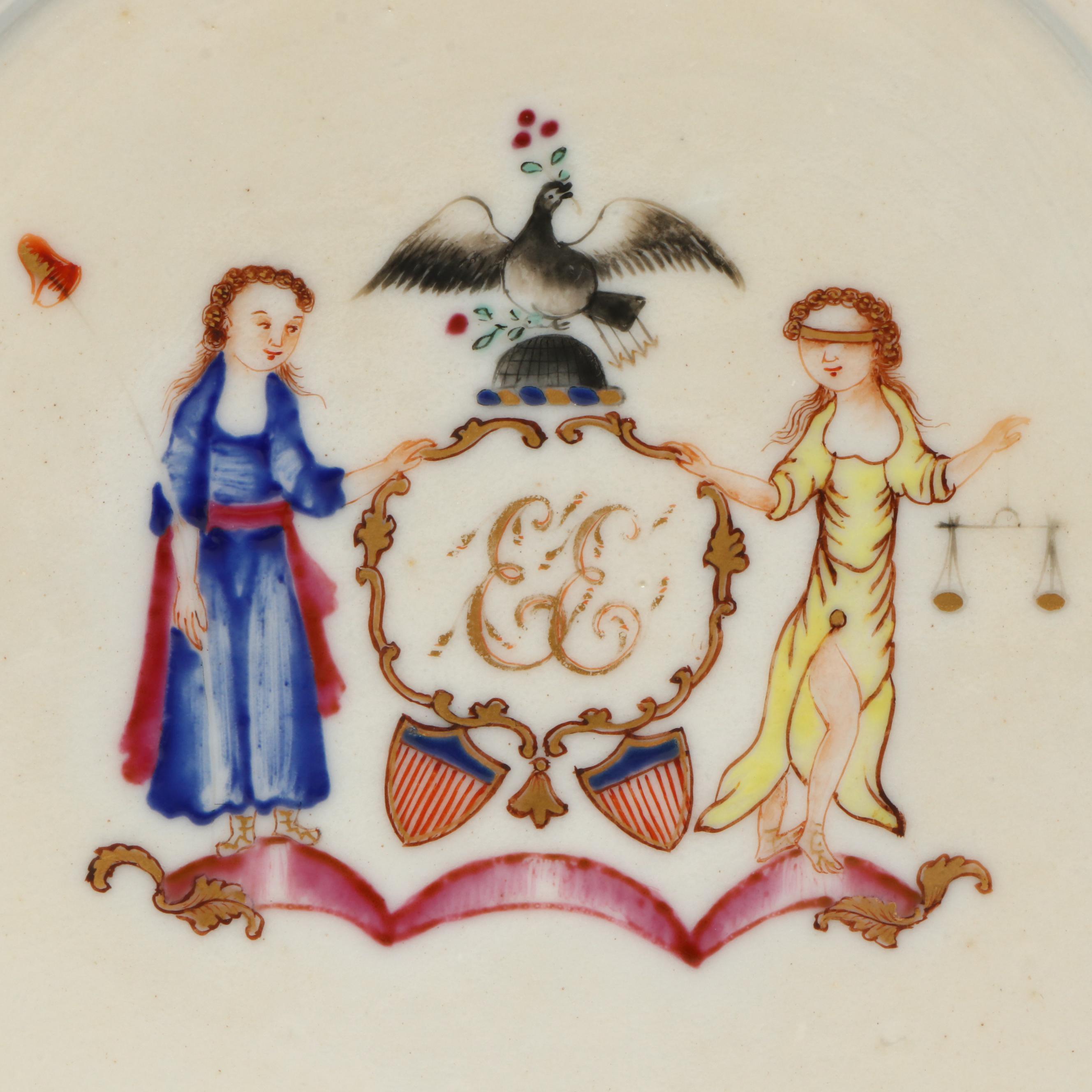 Chinese Export Armorial and Blue on White Porcelain Tea Caddies, 18th and 19th C