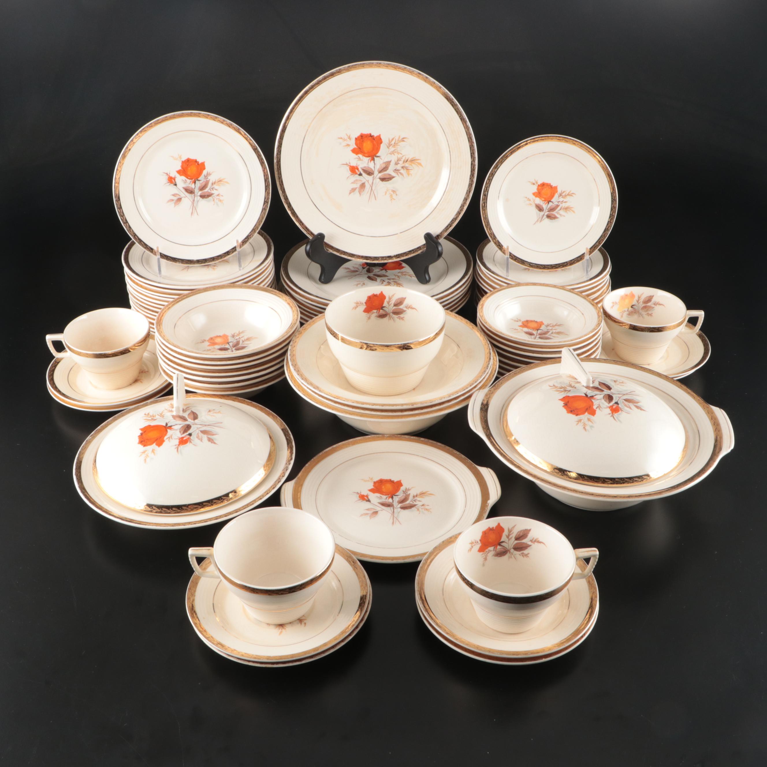 American-Limoges "Vermillion Rose" Dinnerware