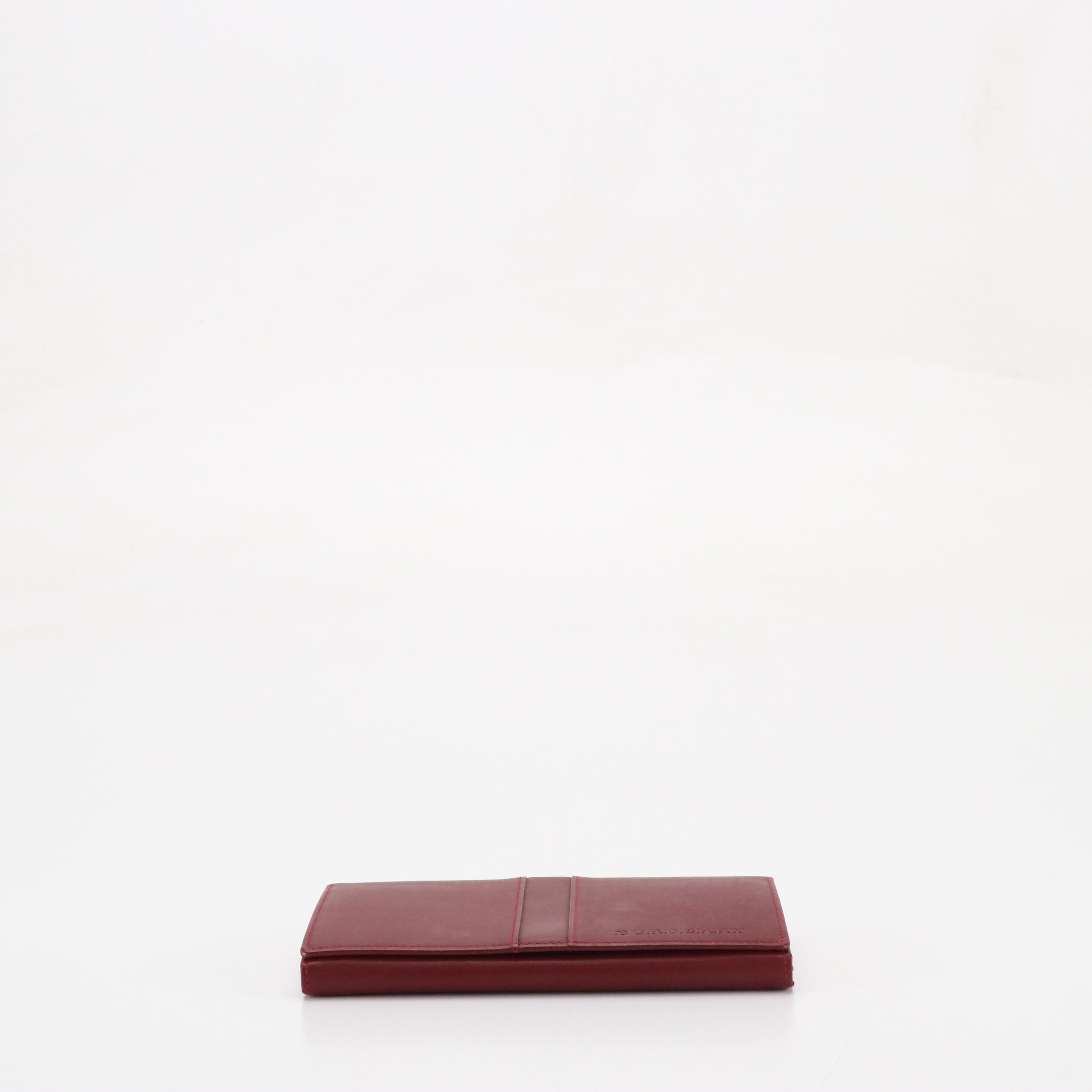 Burberry Front-Flap Accordion Wallet in Merlot Red Calfskin Leather