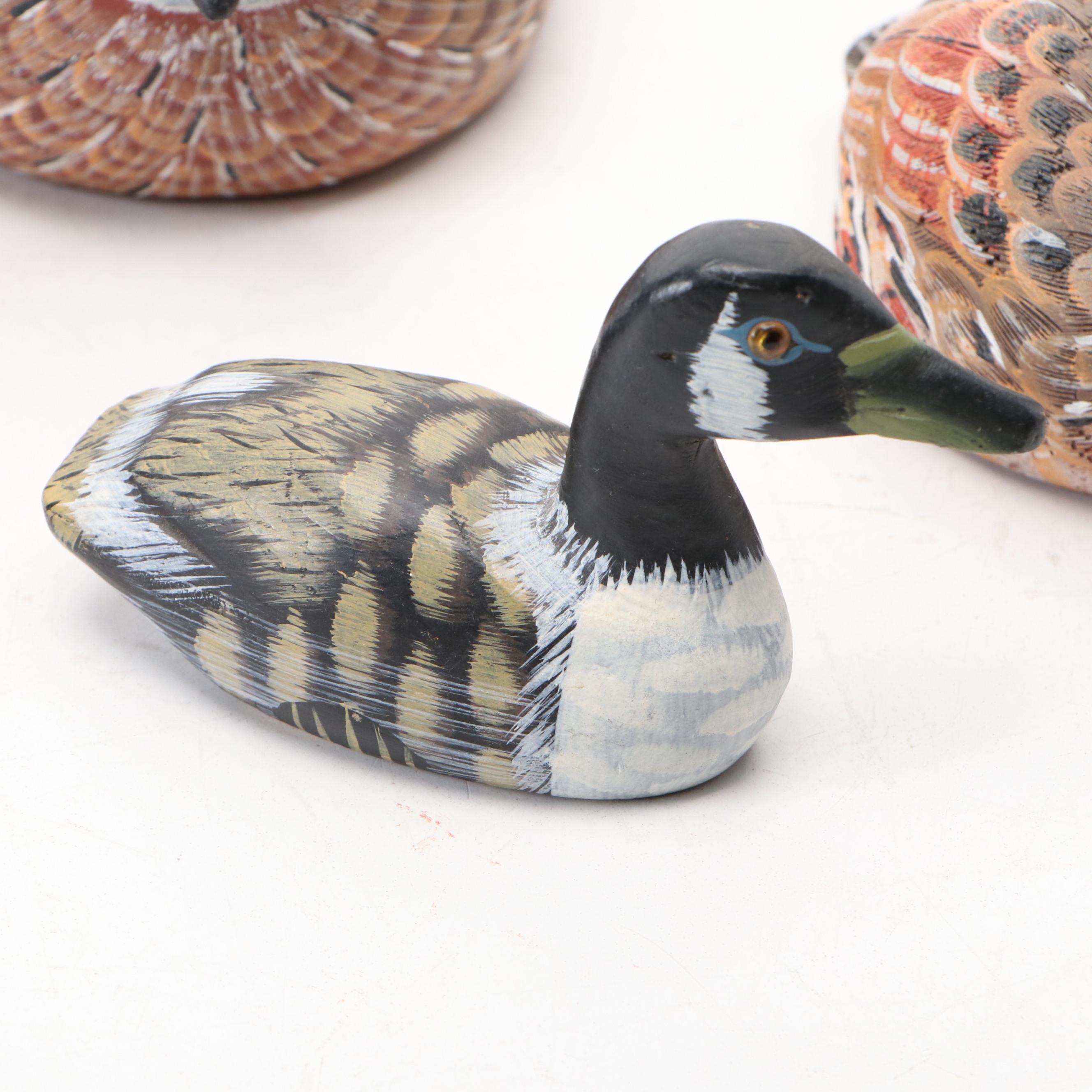 Hand-Painted Wood Northern Bobwhite Quails and Ducks