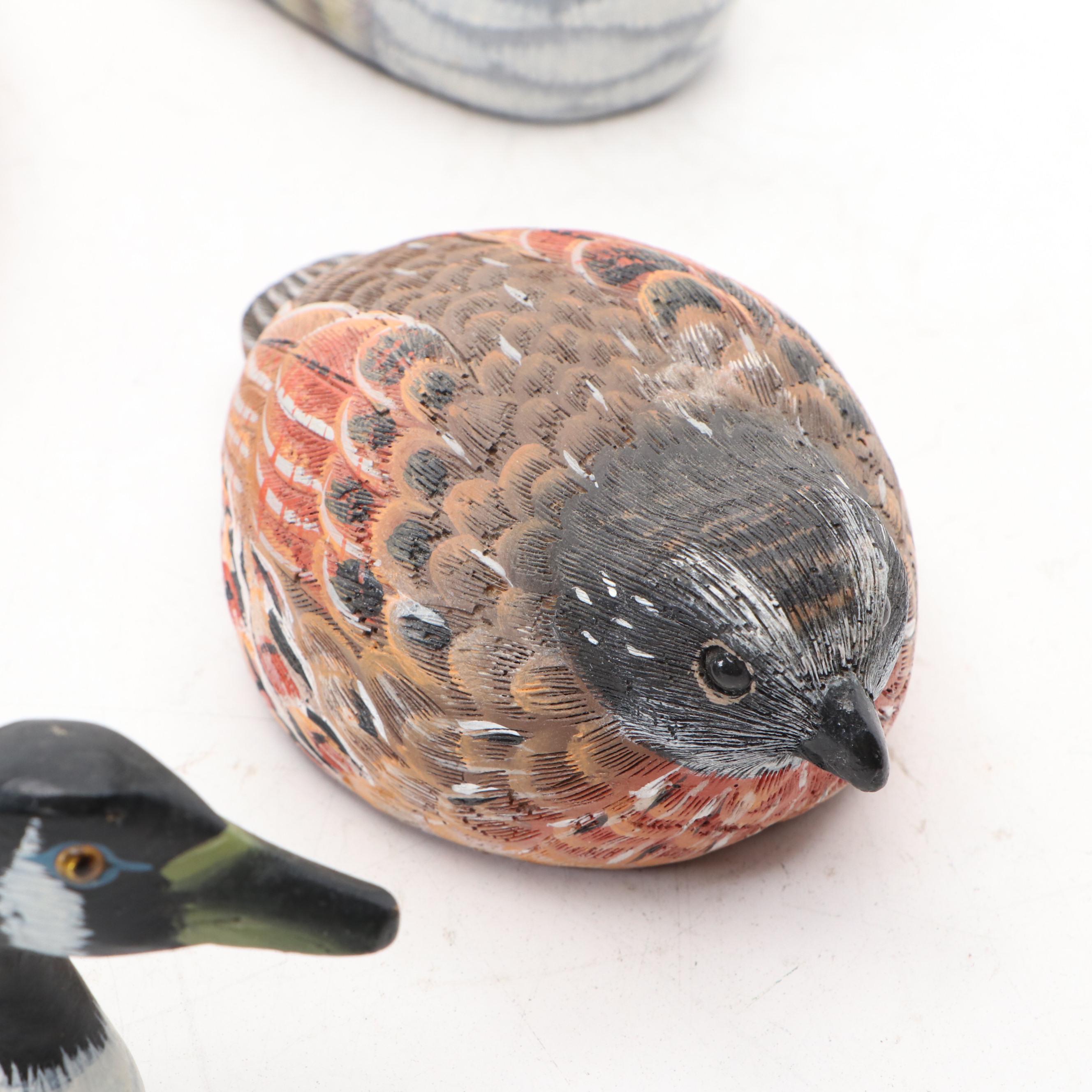 Hand-Painted Wood Northern Bobwhite Quails and Ducks