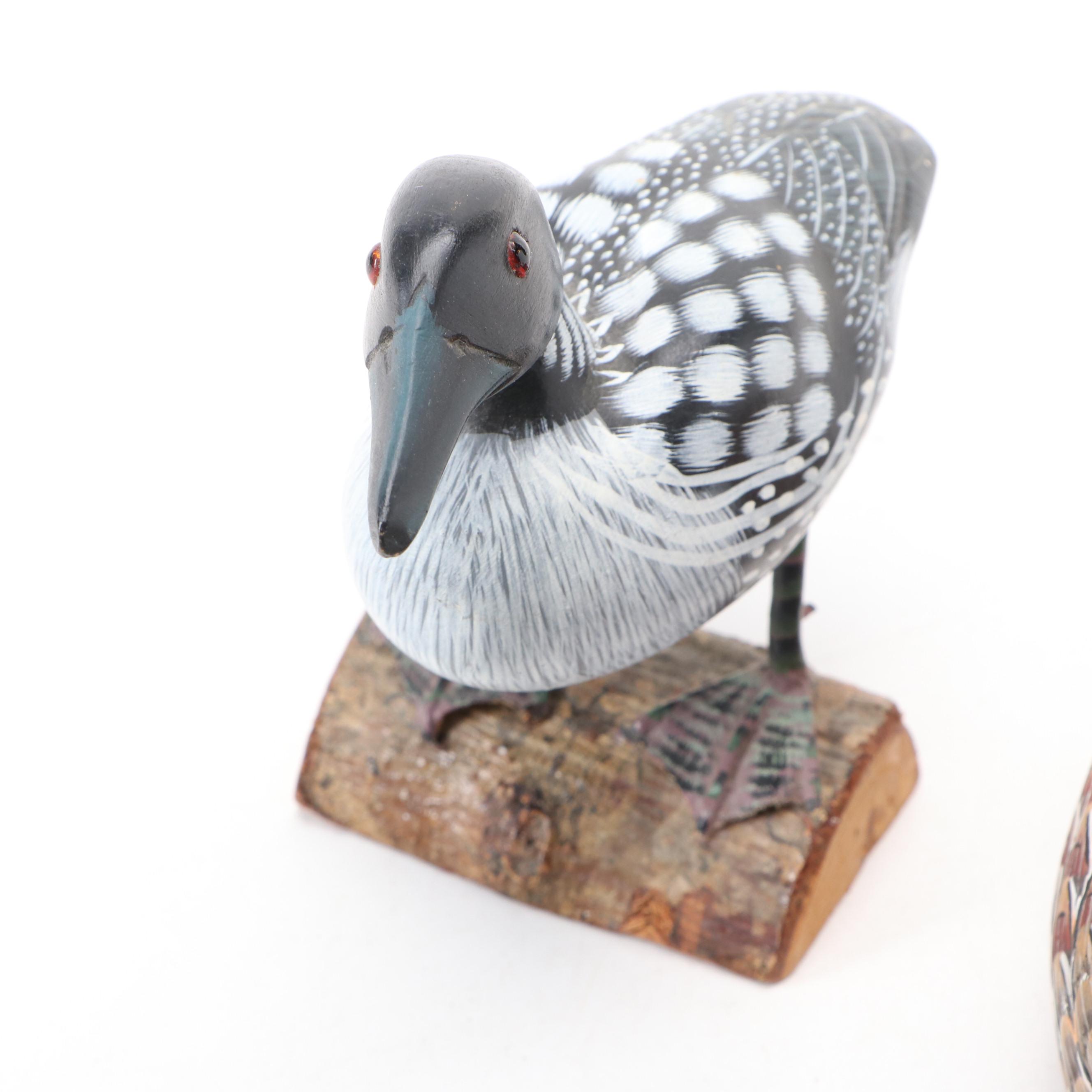 Hand-Painted Wood Northern Bobwhite Quails and Ducks