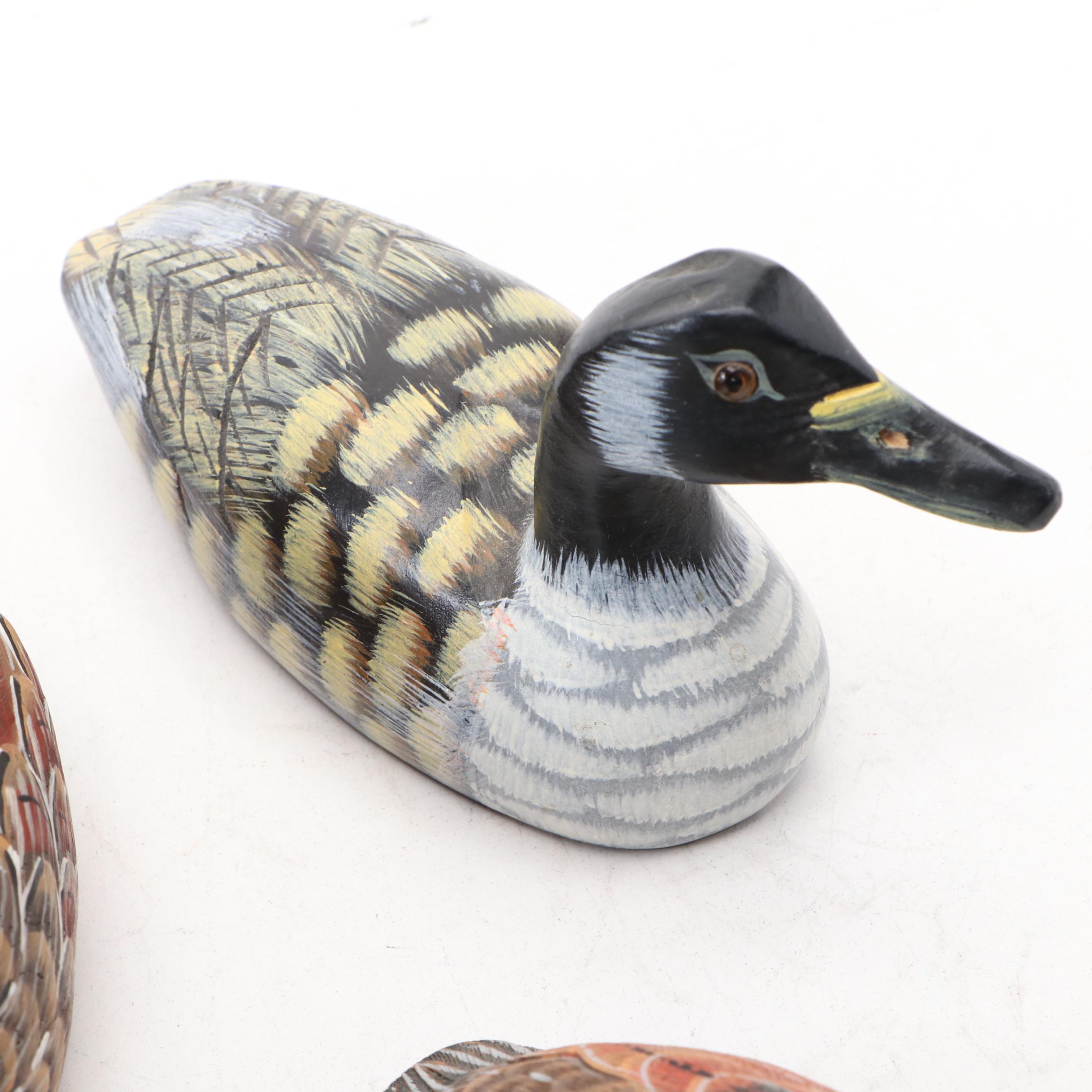 Hand-Painted Wood Northern Bobwhite Quails and Ducks