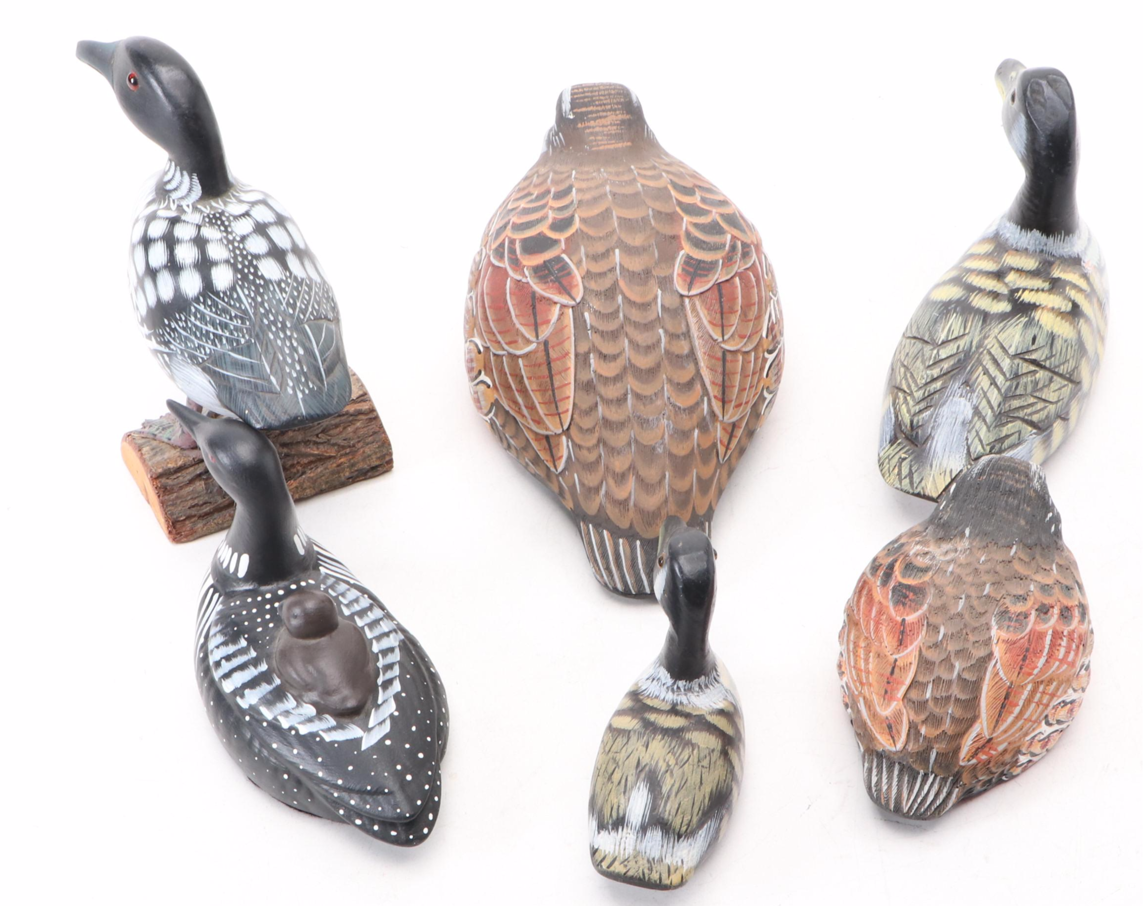 Hand-Painted Wood Northern Bobwhite Quails and Ducks