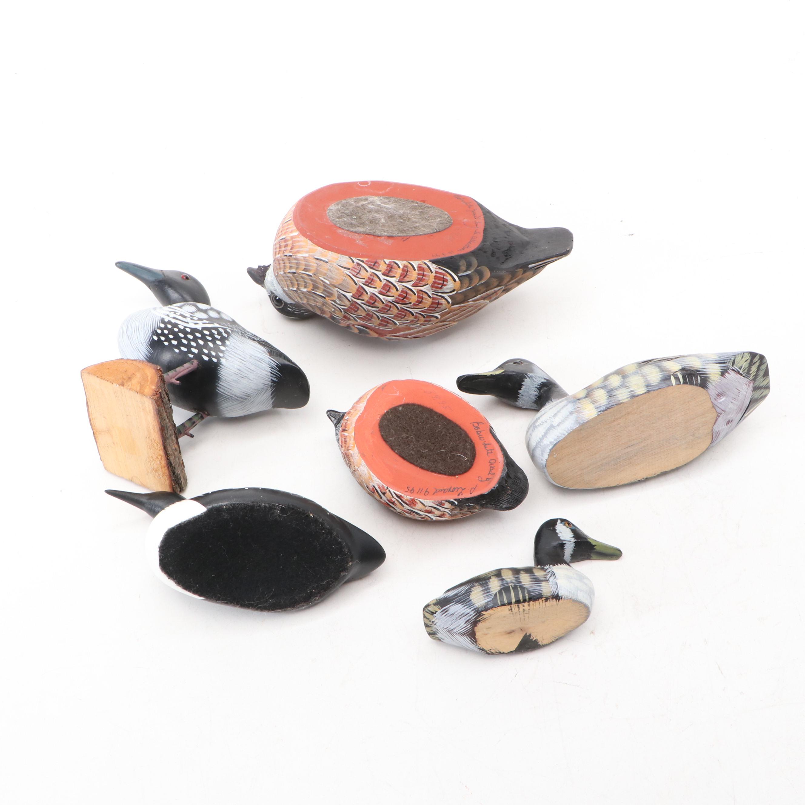 Hand-Painted Wood Northern Bobwhite Quails and Ducks