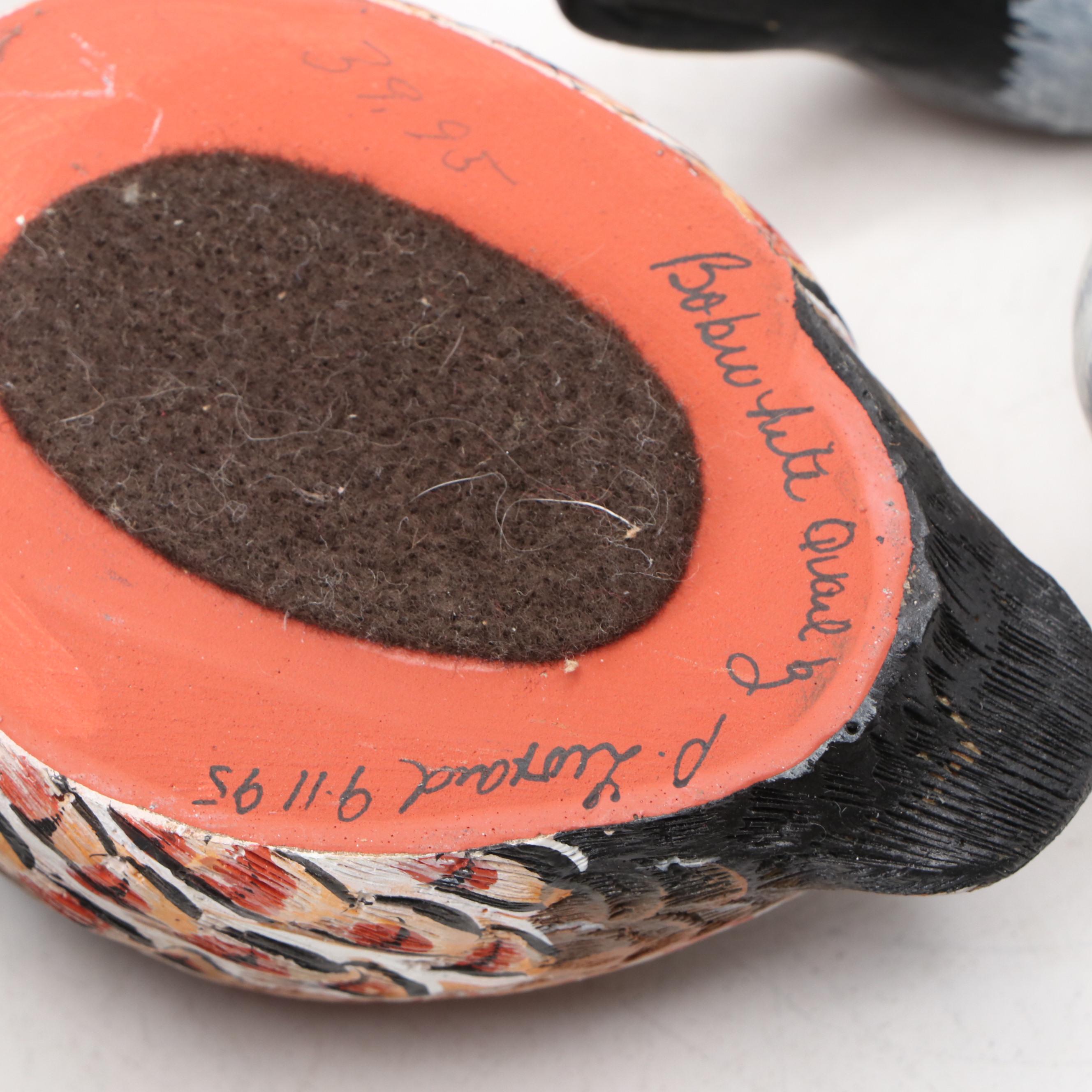 Hand-Painted Wood Northern Bobwhite Quails and Ducks