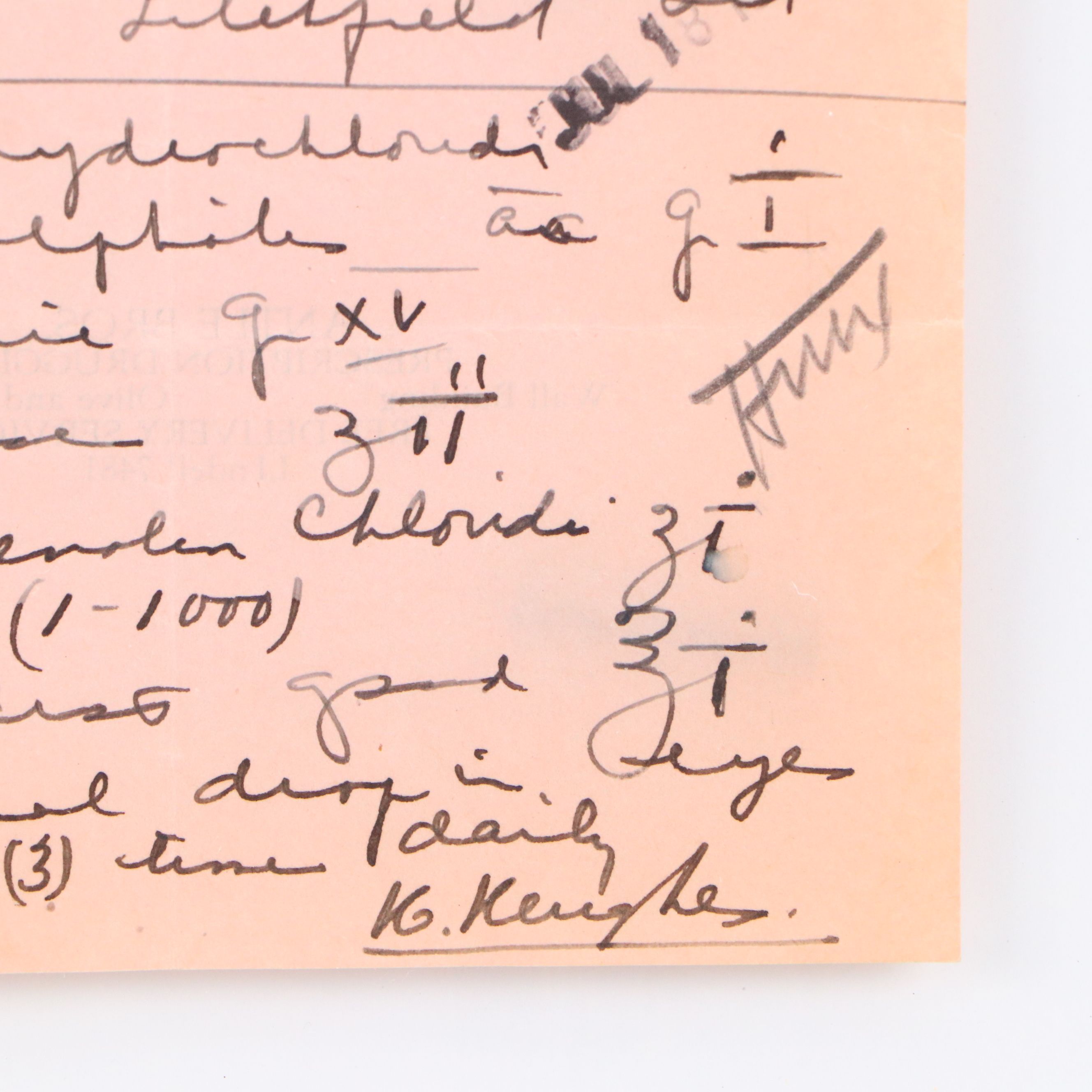 Prescription Form for Cocaine Hydrochloride, 1929