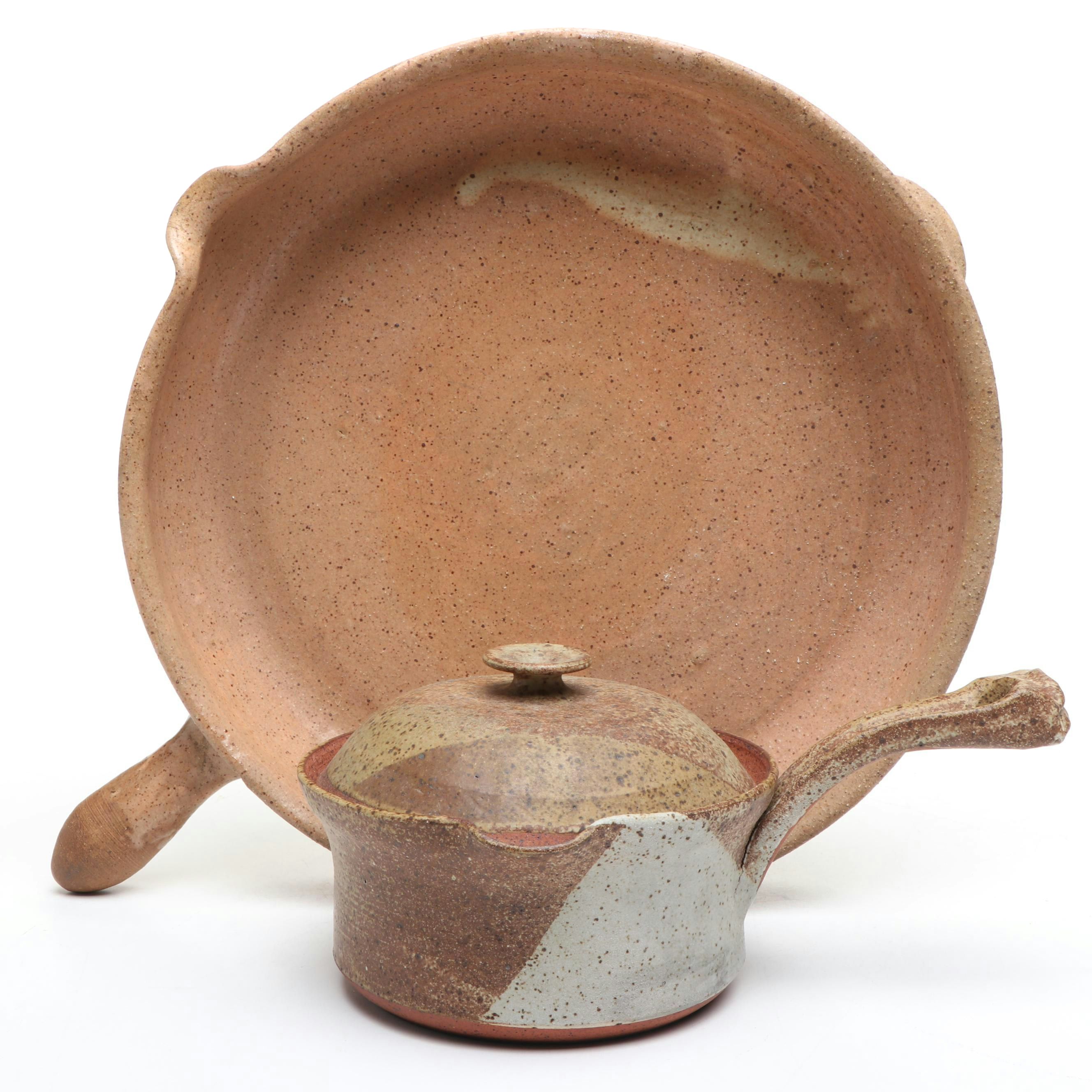 Signed Art Pottery Ceramic Pot and Pan