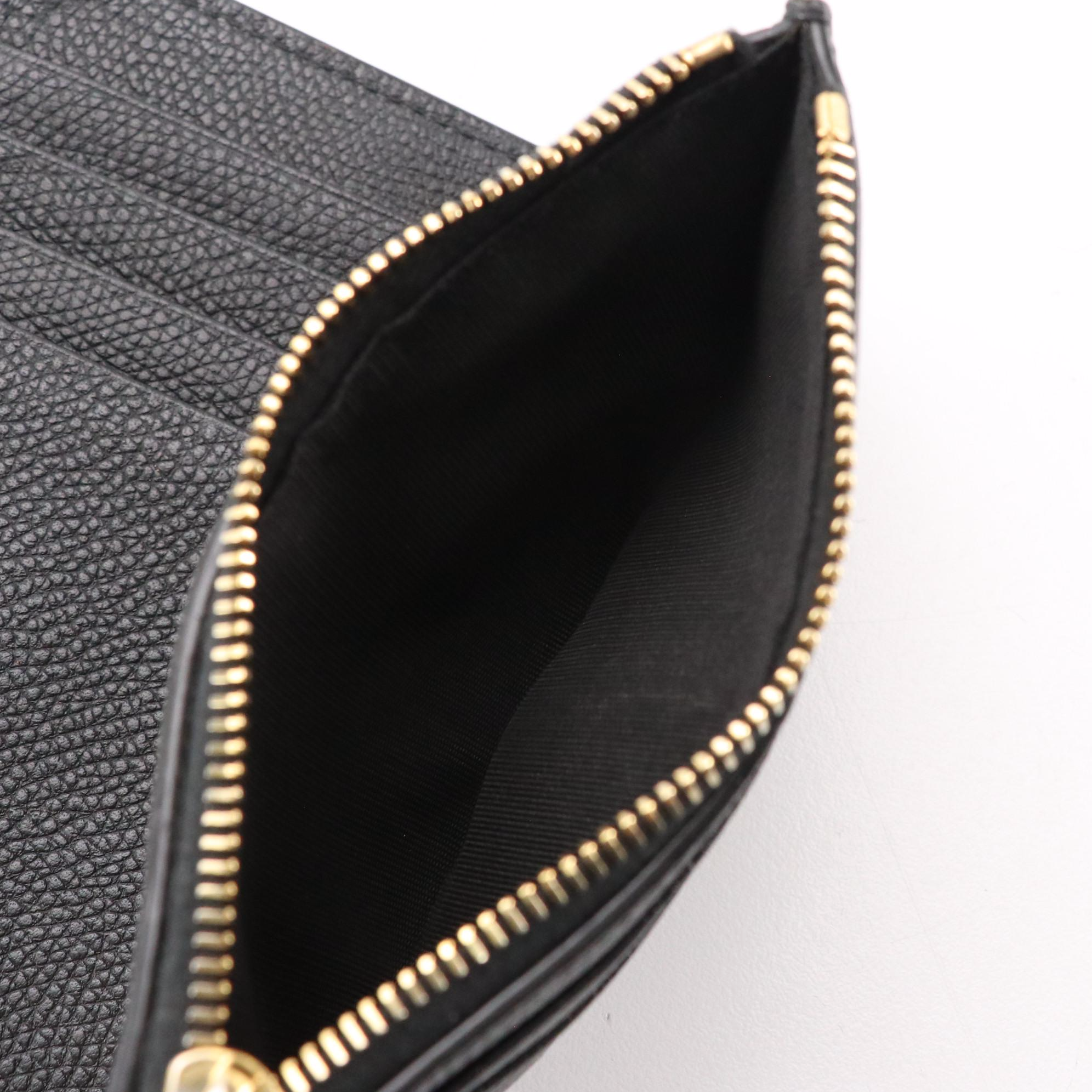 Valentino Garavani Black Calfskin Grain Leather Compact Wallet